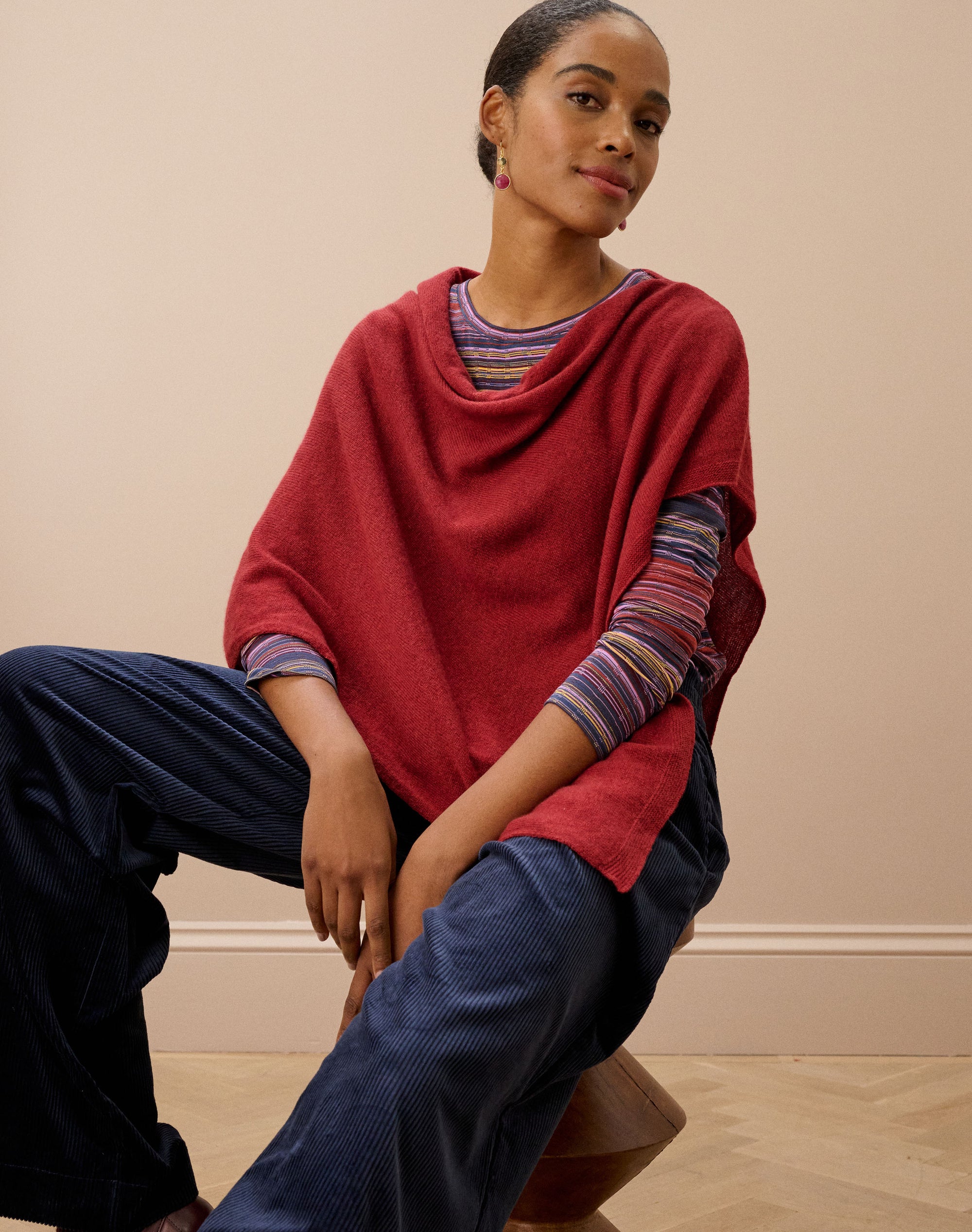 Cashmere Gauzy Knit Poncho