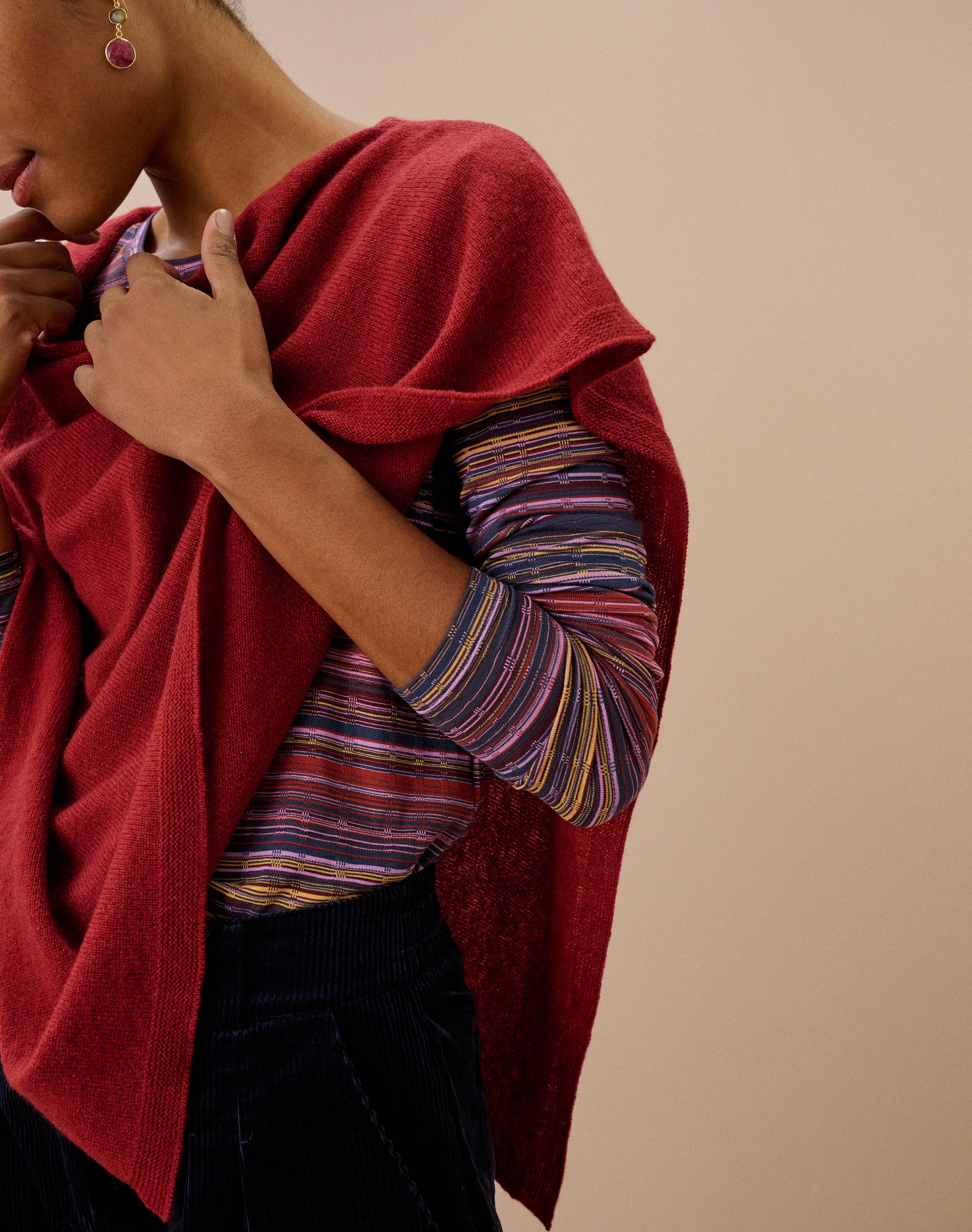 Cashmere Gauzy Knit Poncho