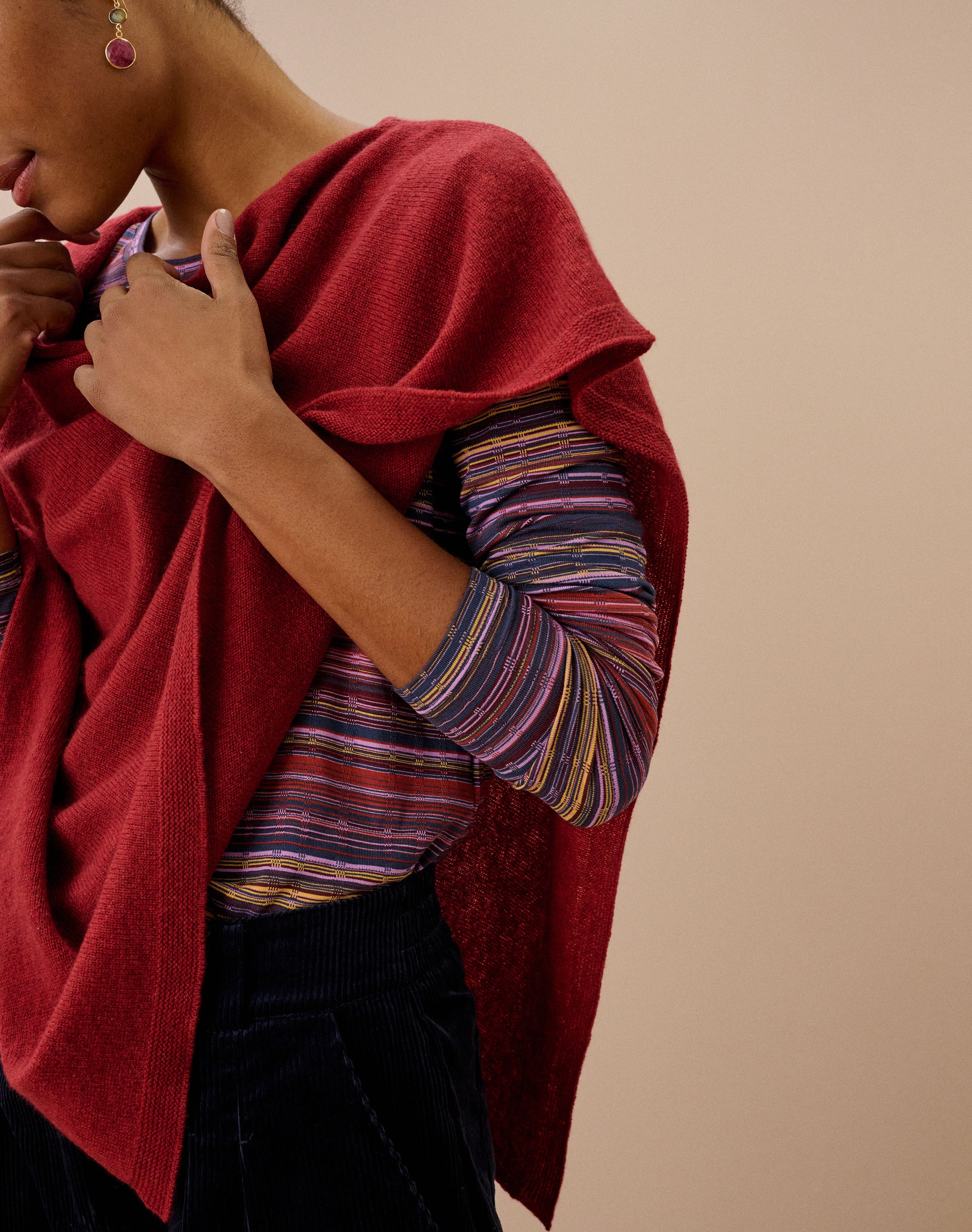 Cashmere Gauzy Knit Poncho
