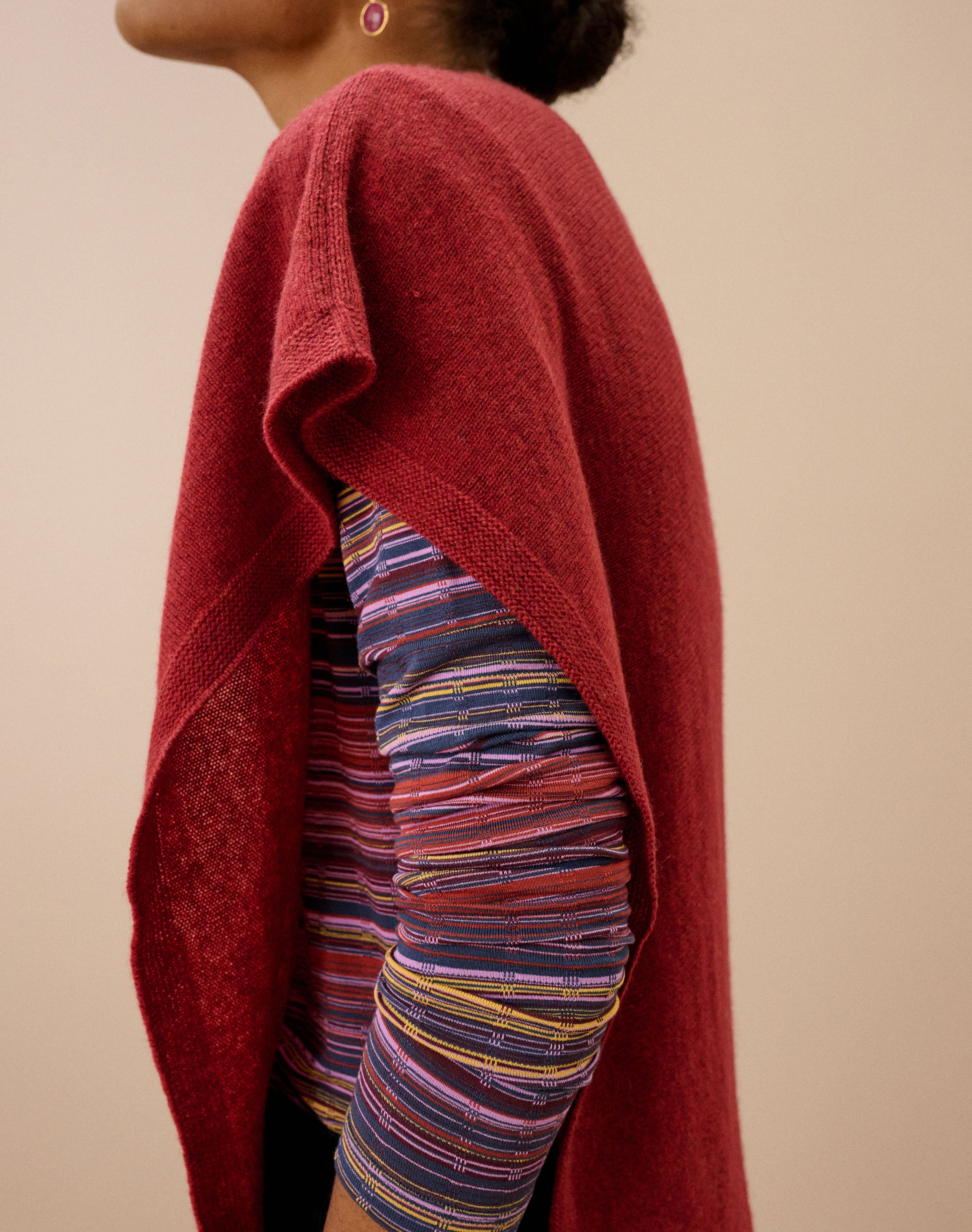 Cashmere Gauzy Knit Poncho