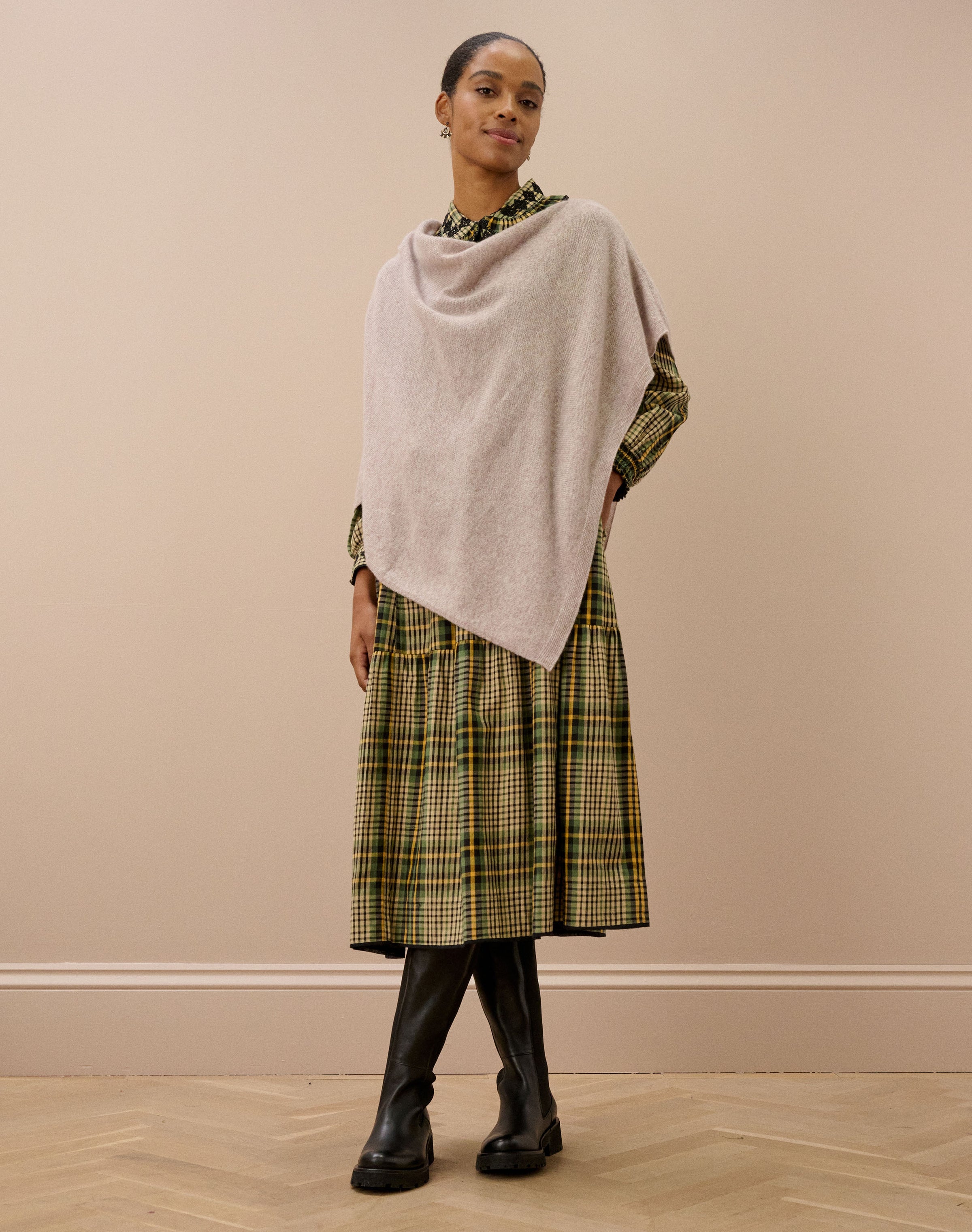 Cashmere Gauzy Knit Poncho