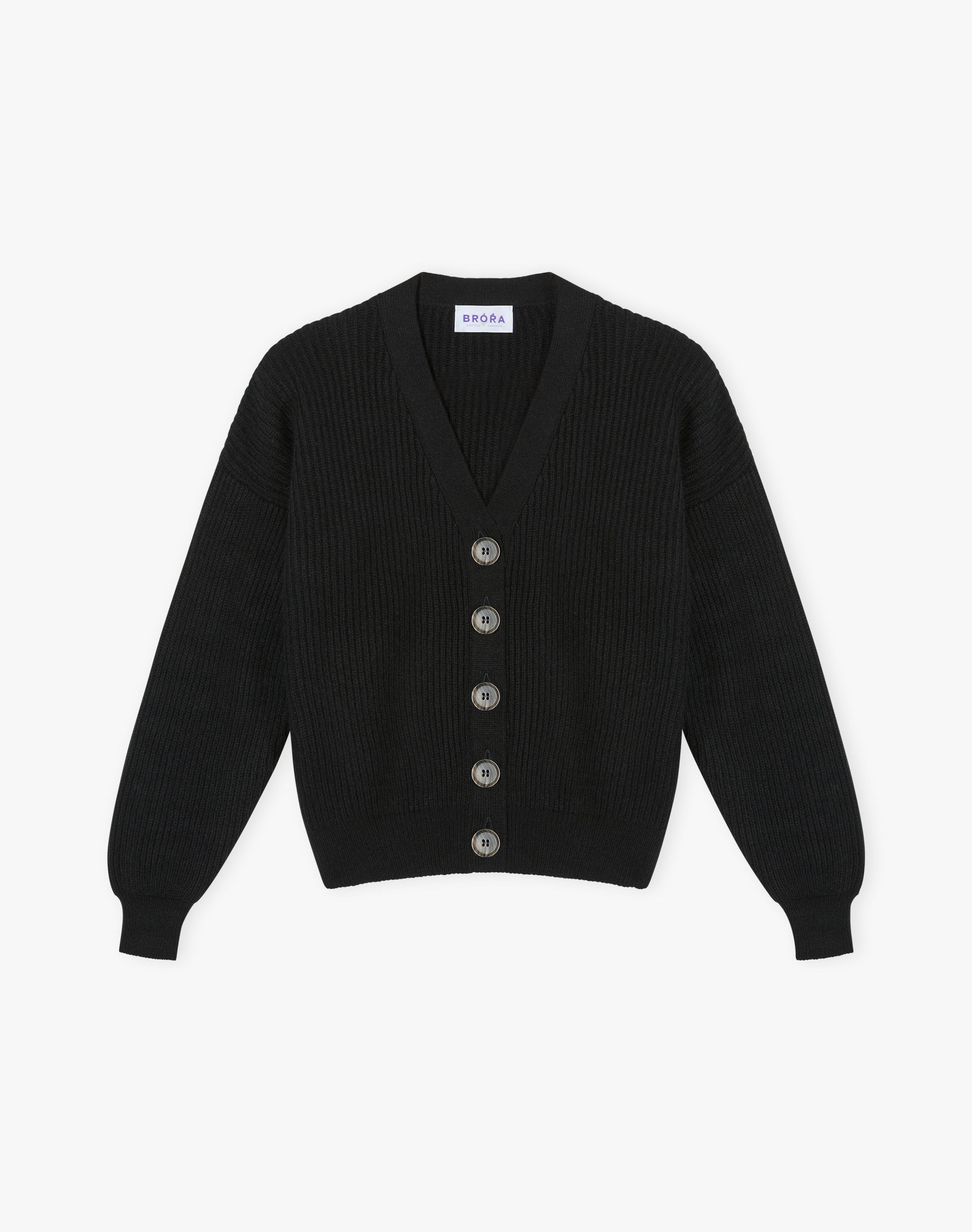 Cashmere V Neck Ribbed Cardigan