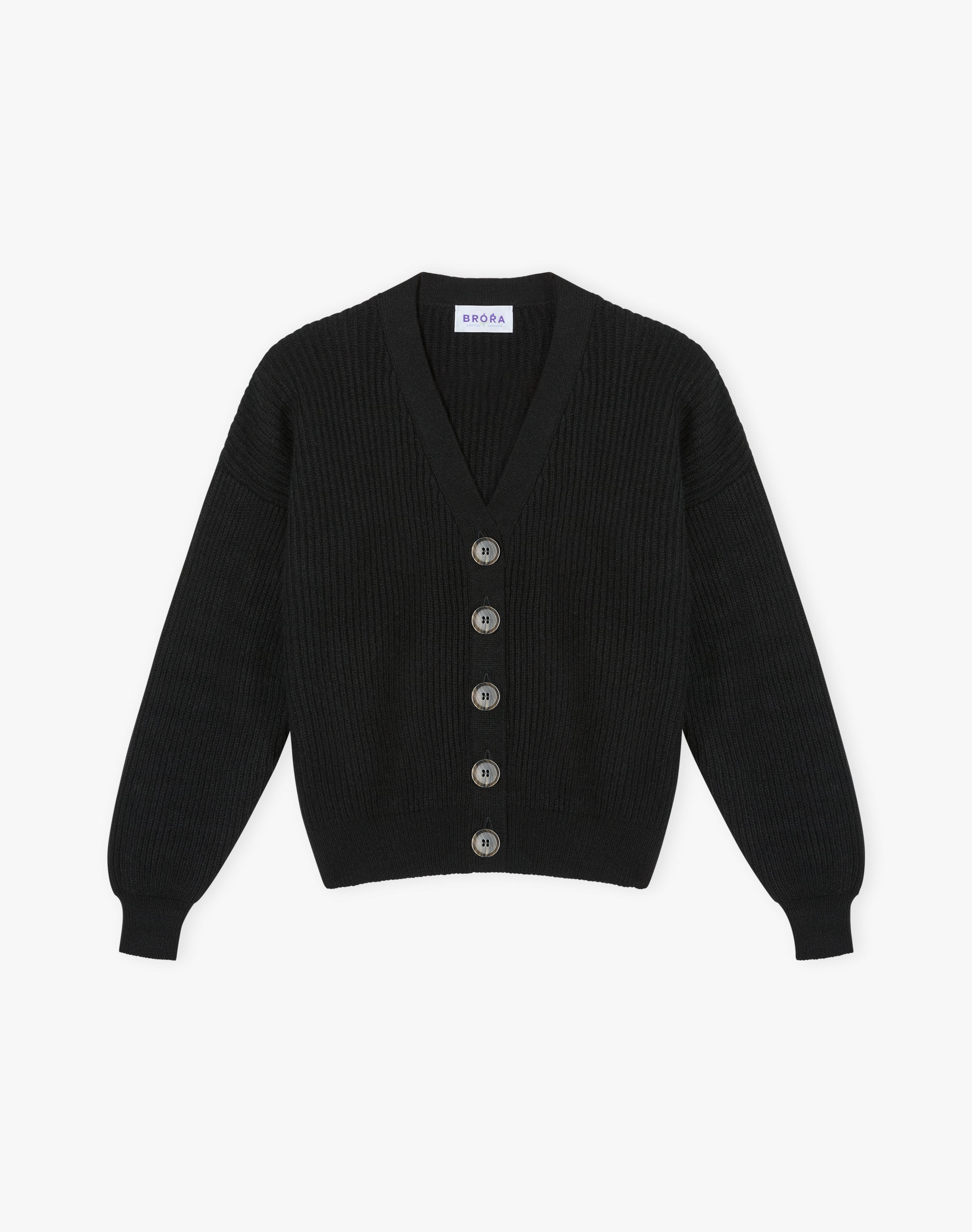 Cashmere V Neck Ribbed Cardigan