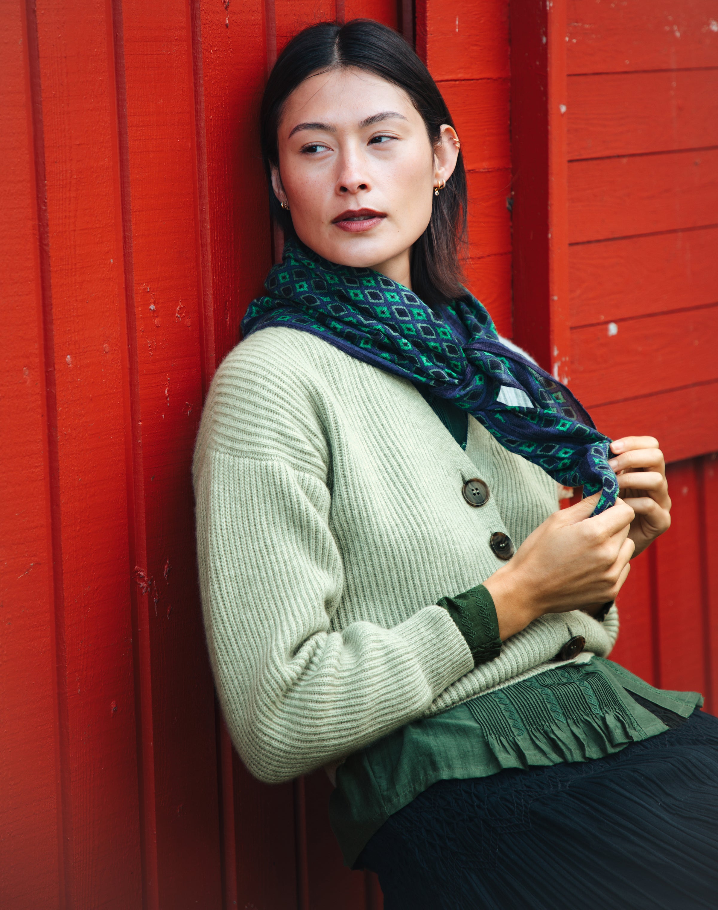 Cashmere V Neck Ribbed Cardigan