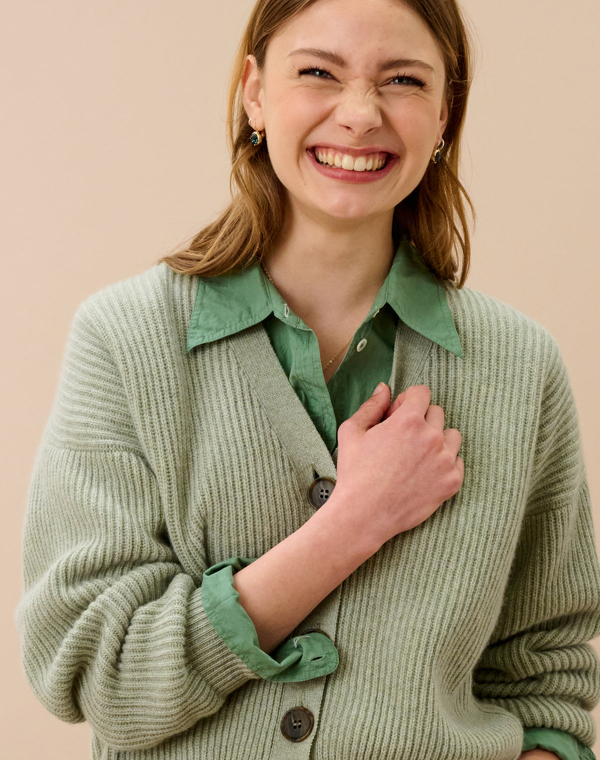 Cashmere V Neck Ribbed Cardigan