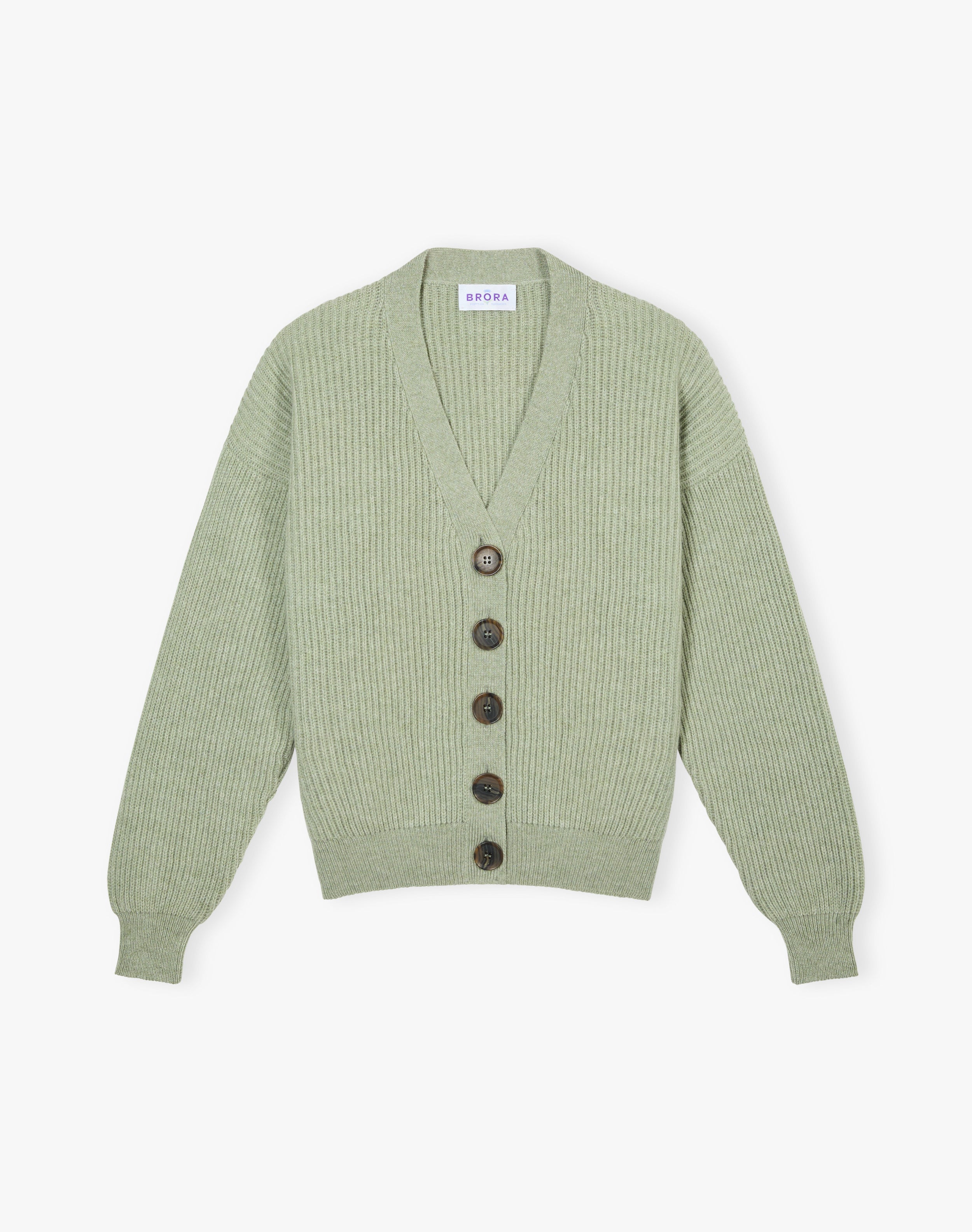 Cashmere V Neck Ribbed Cardigan