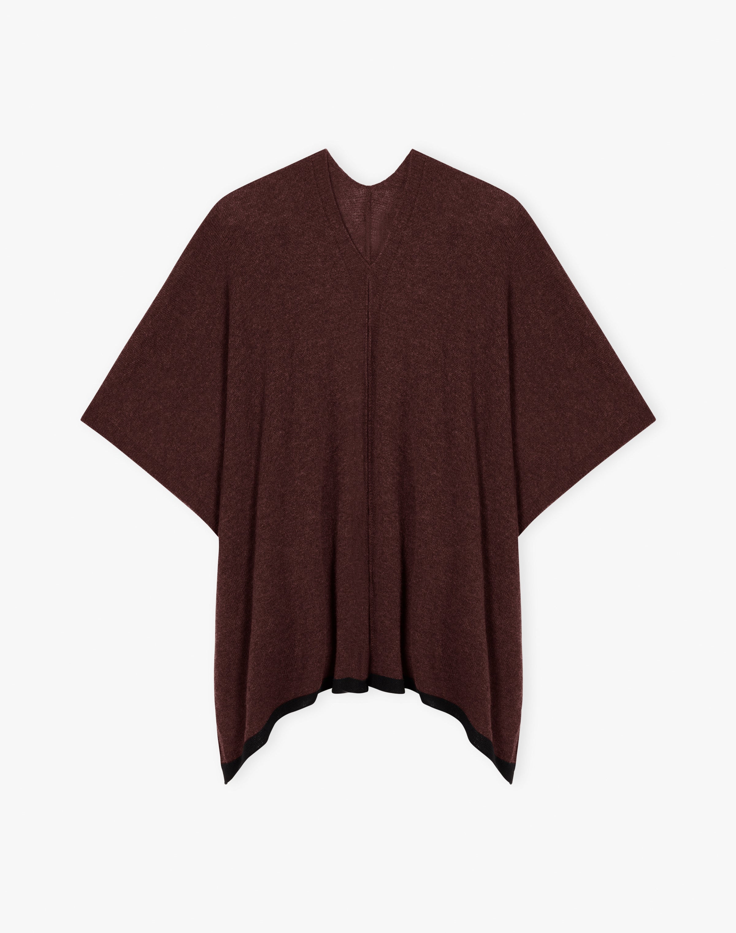 Cashmere Contrast Trim Cape
