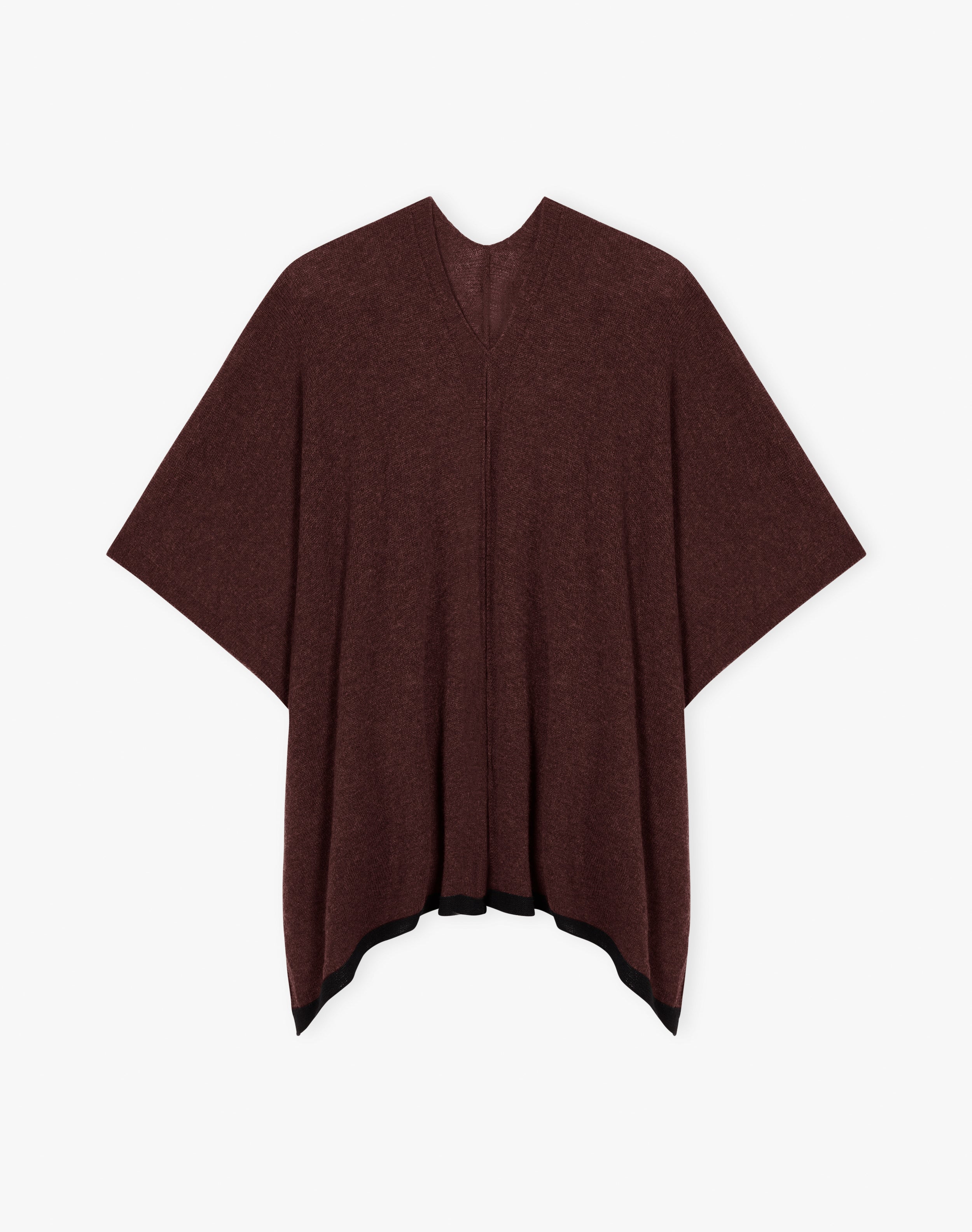 Cashmere Contrast Trim Cape