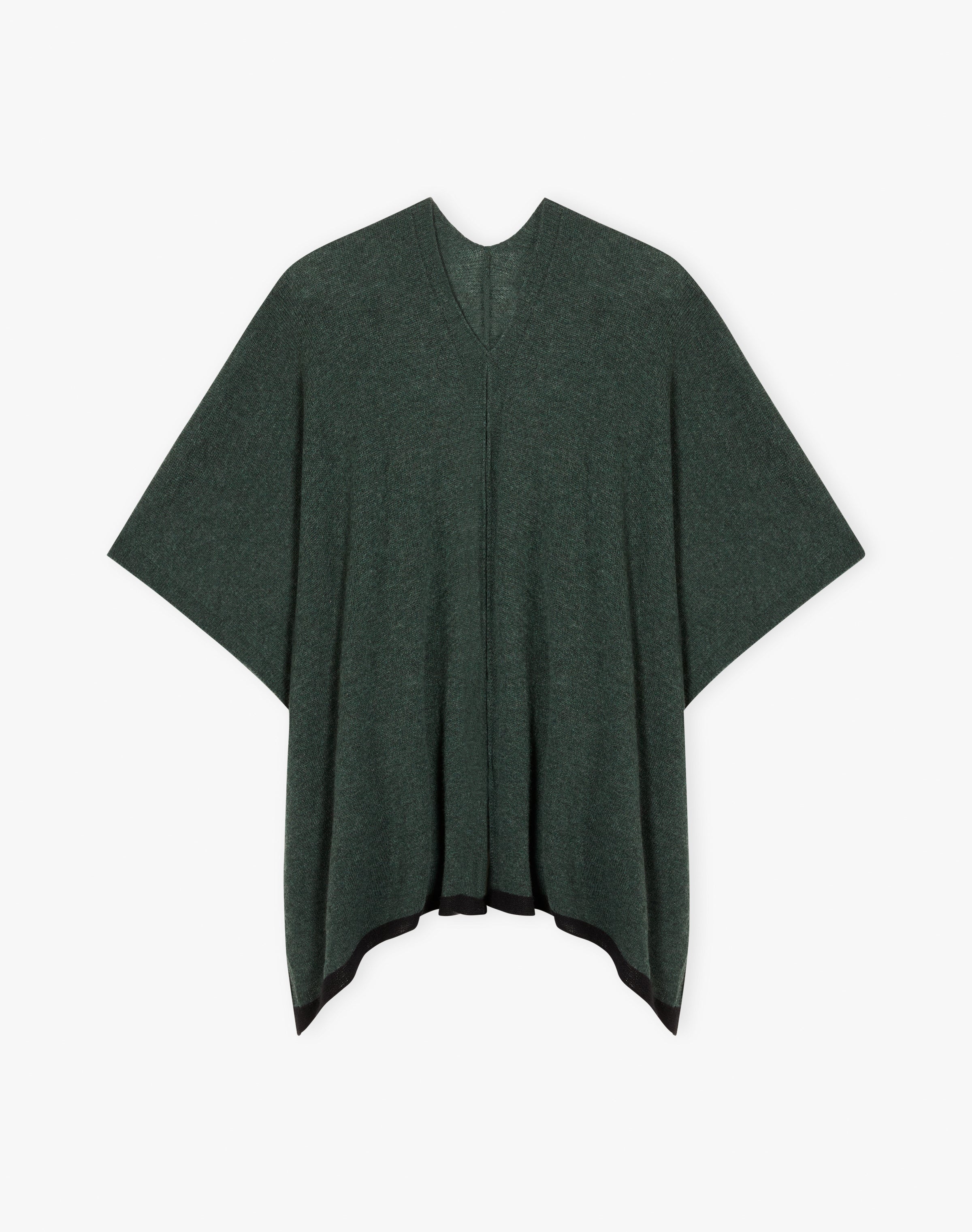 Cashmere Contrast Trim Cape