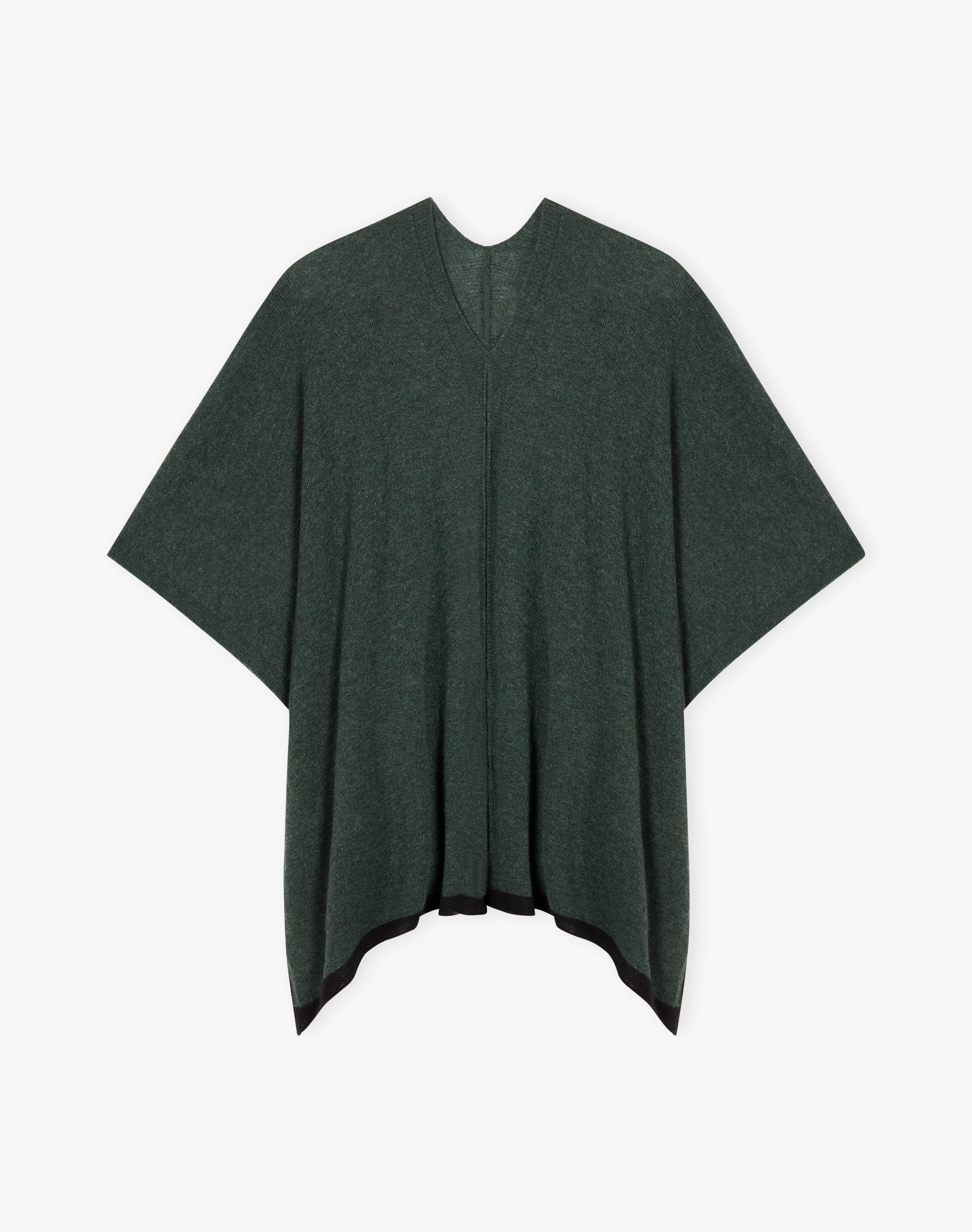 Cashmere Contrast Trim Cape