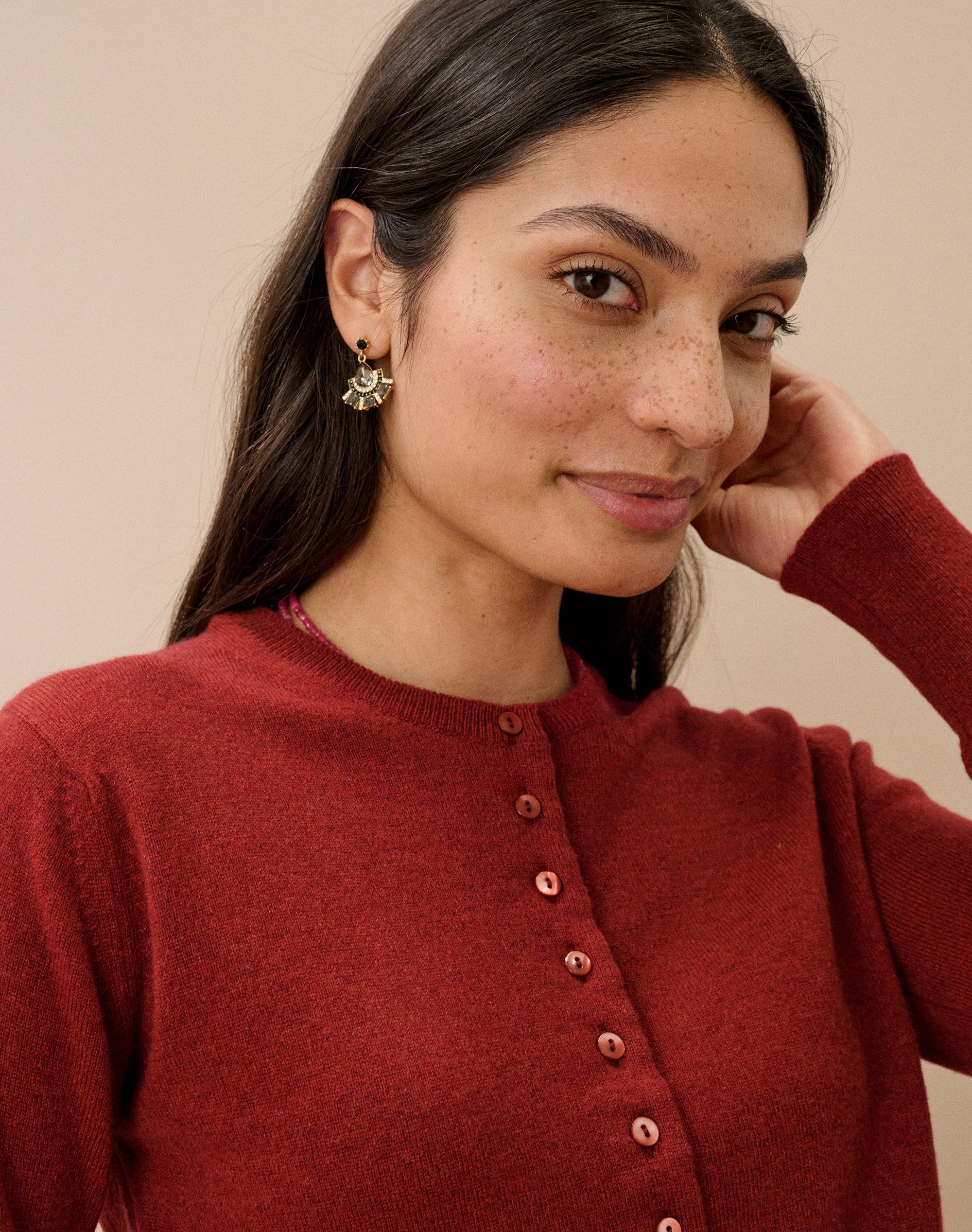 Cashmere Long Sleeve Cropped Cardigan