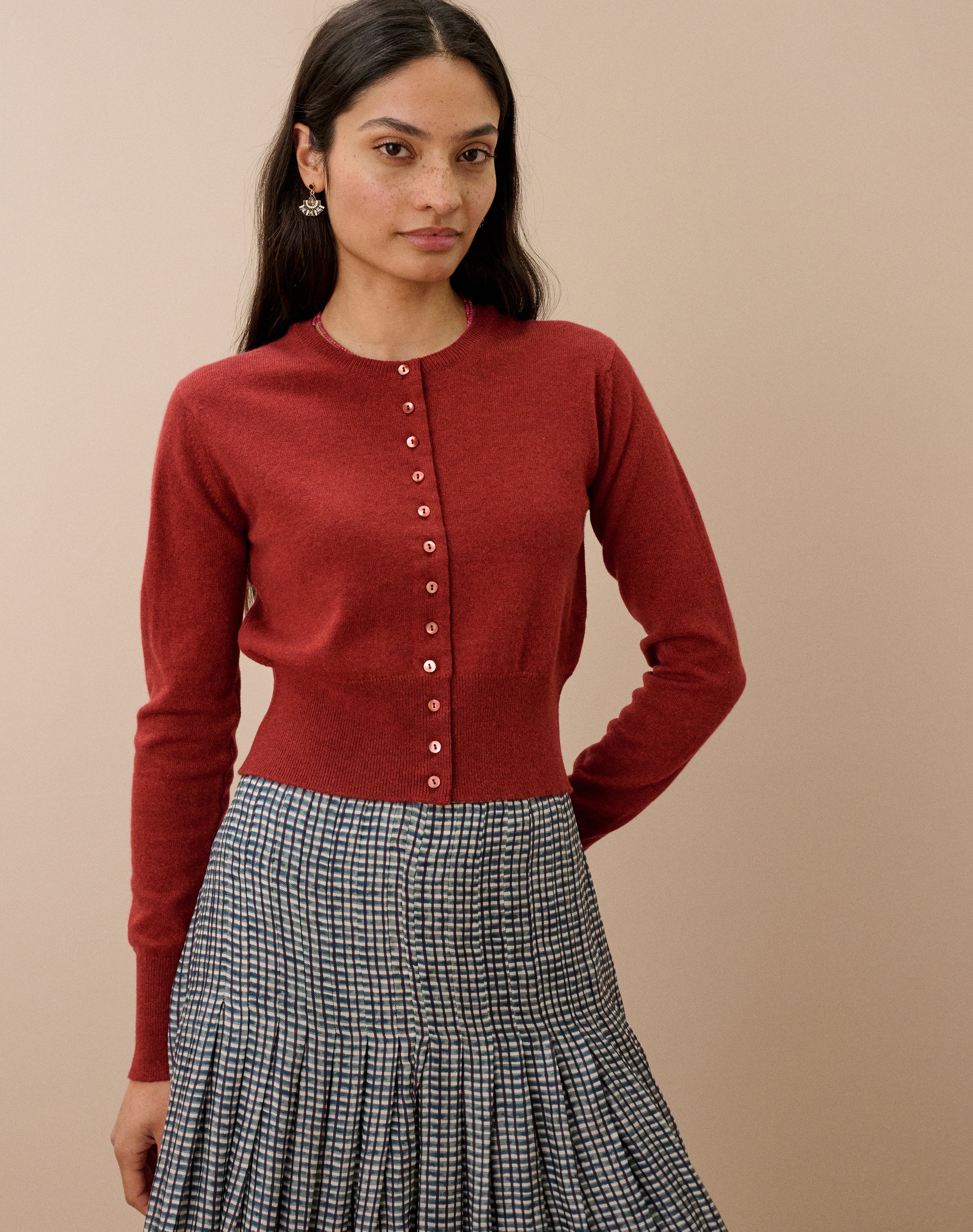 Cashmere Long Sleeve Cropped Cardigan