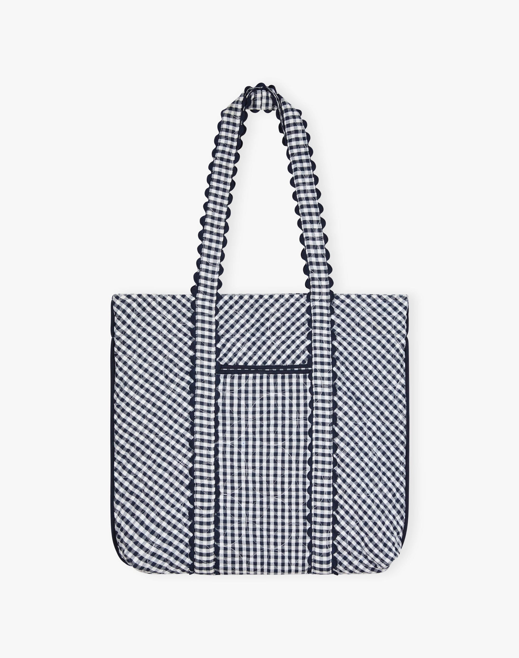 Cotton Gingham Quilted Tote Bag