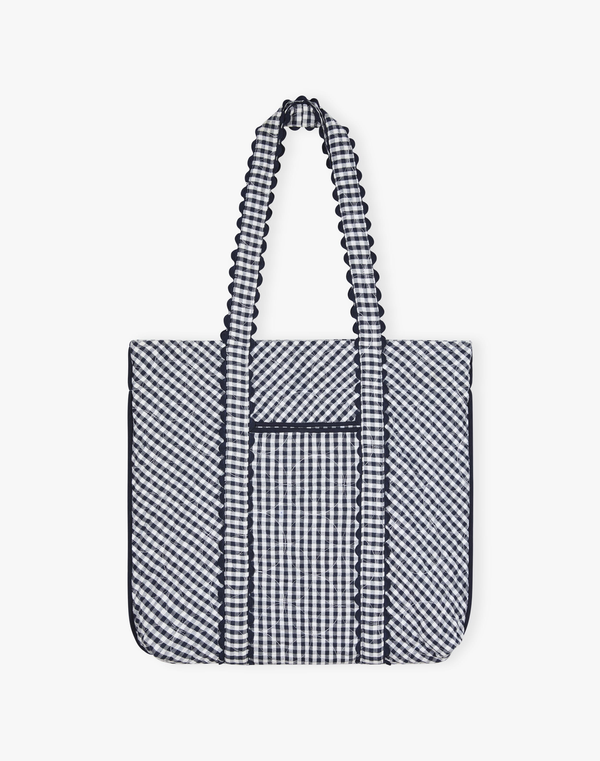 Cotton Gingham Quilted Tote Bag