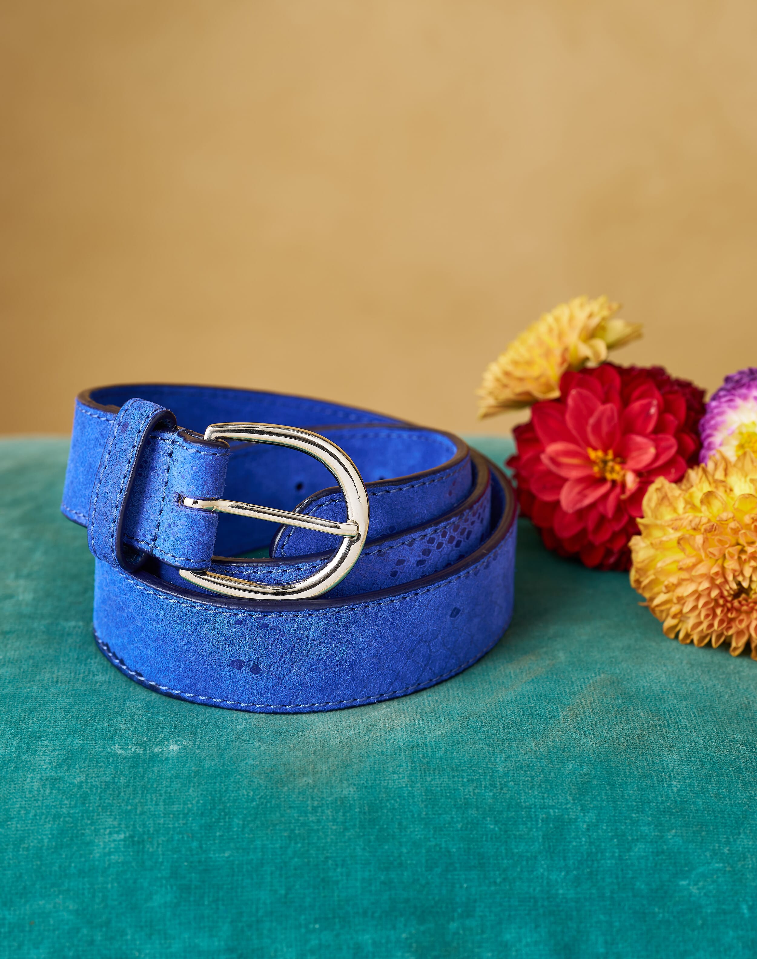 Snake Print Leather Belt