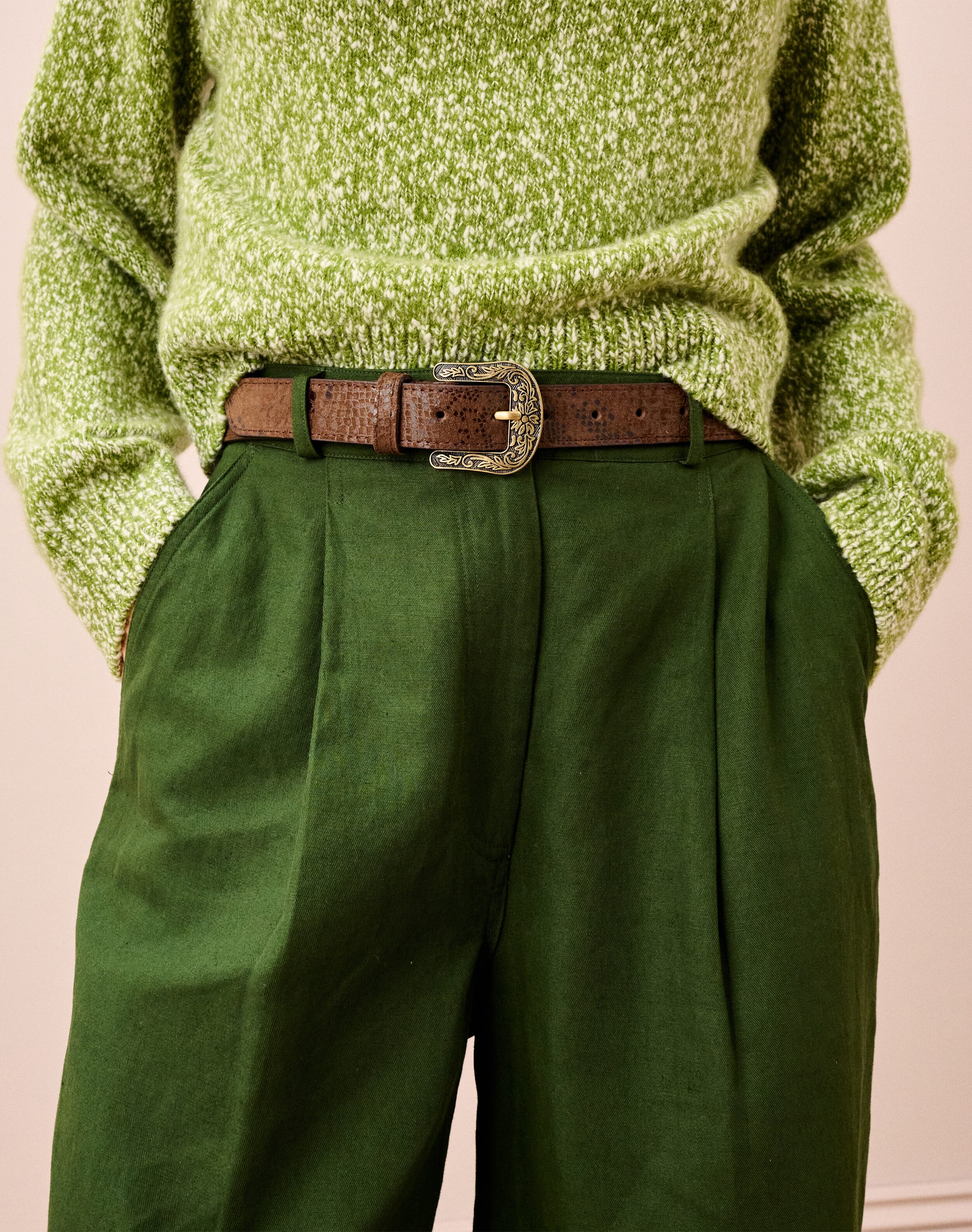 Snake Print Leather Belt