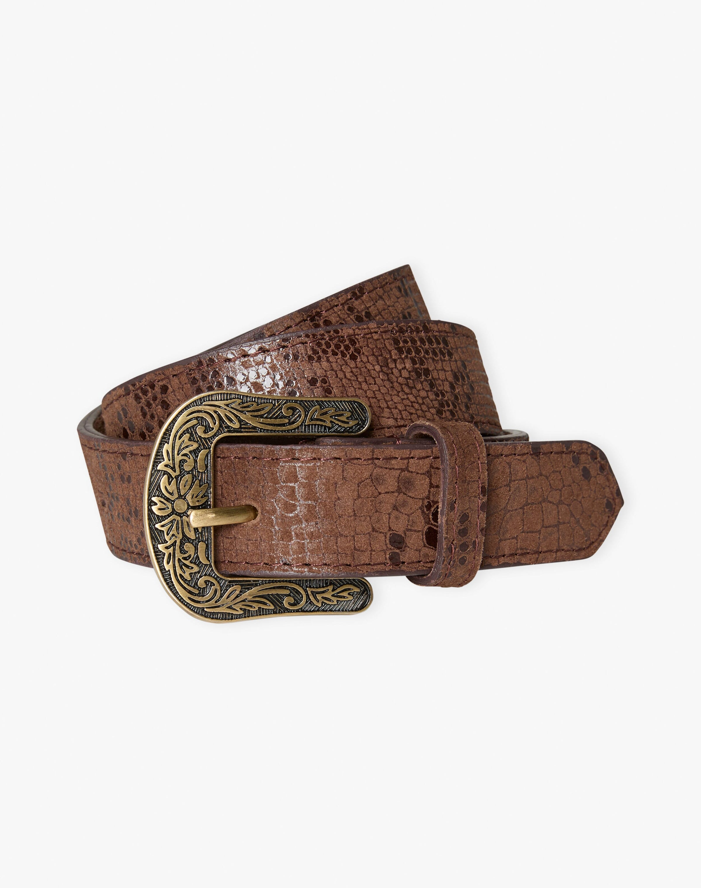 Snake Print Leather Belt