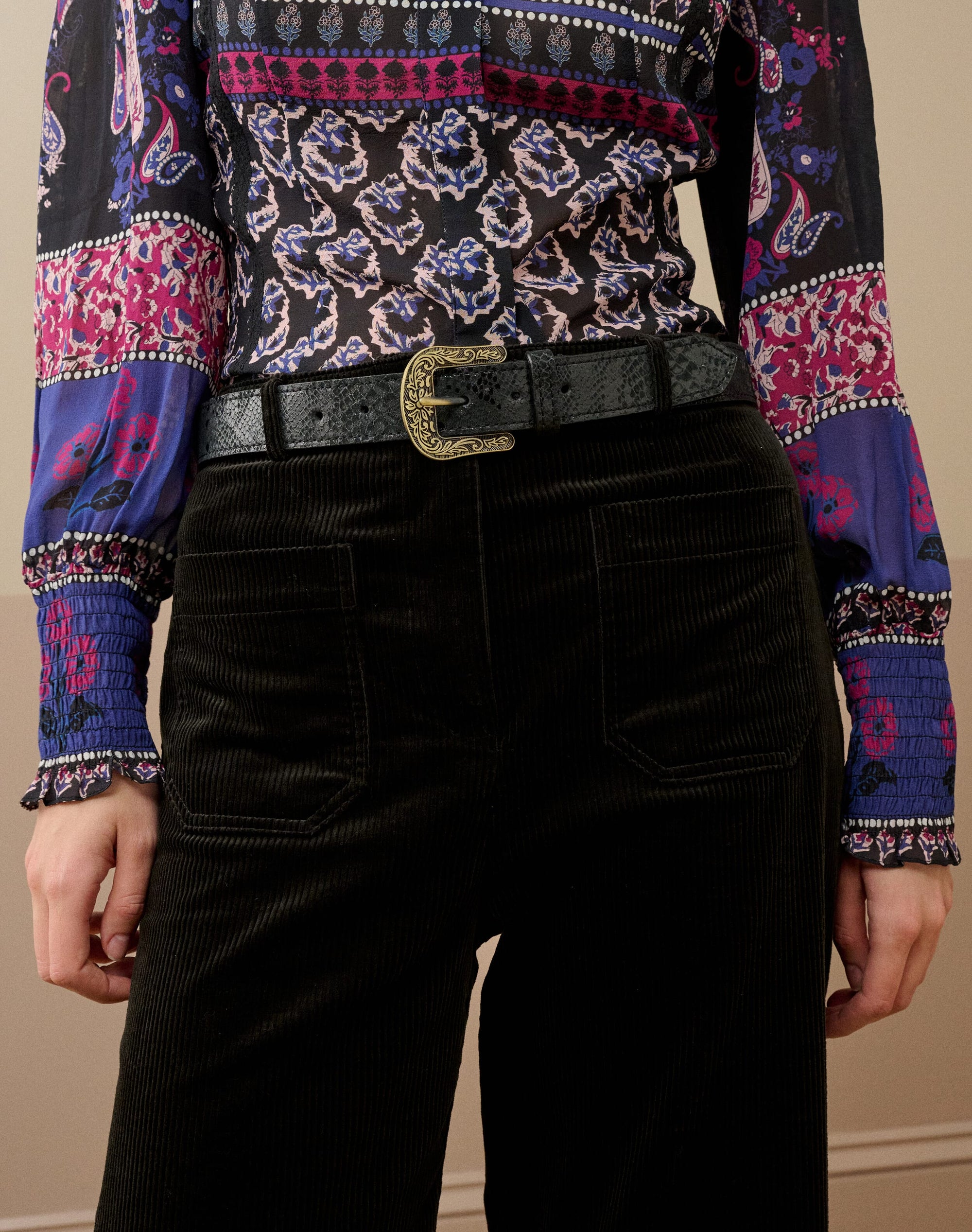 Snake Print Suede Belt