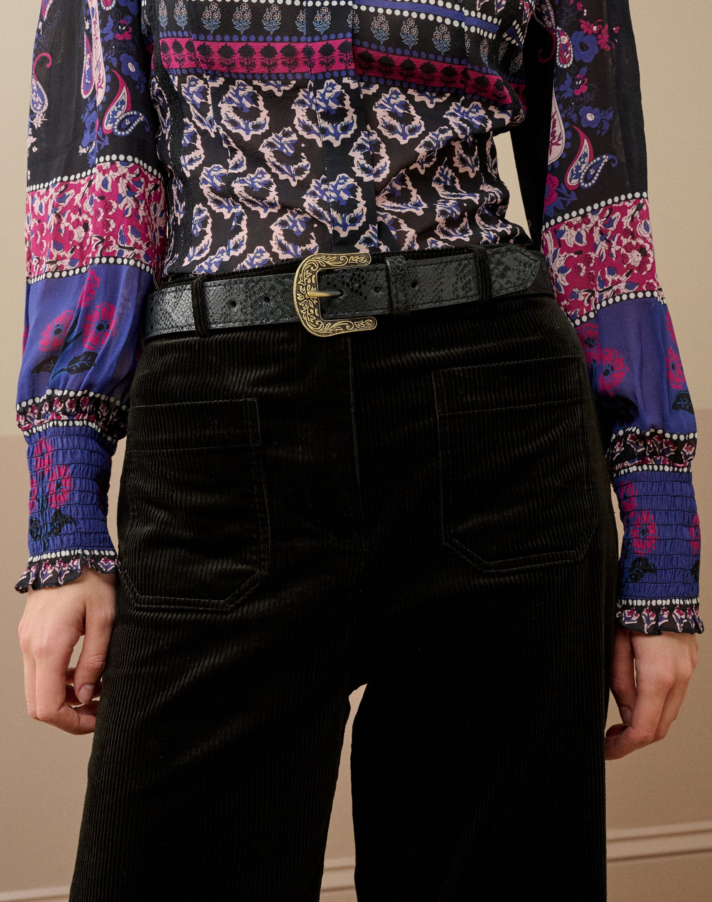 Snake Print Suede Belt