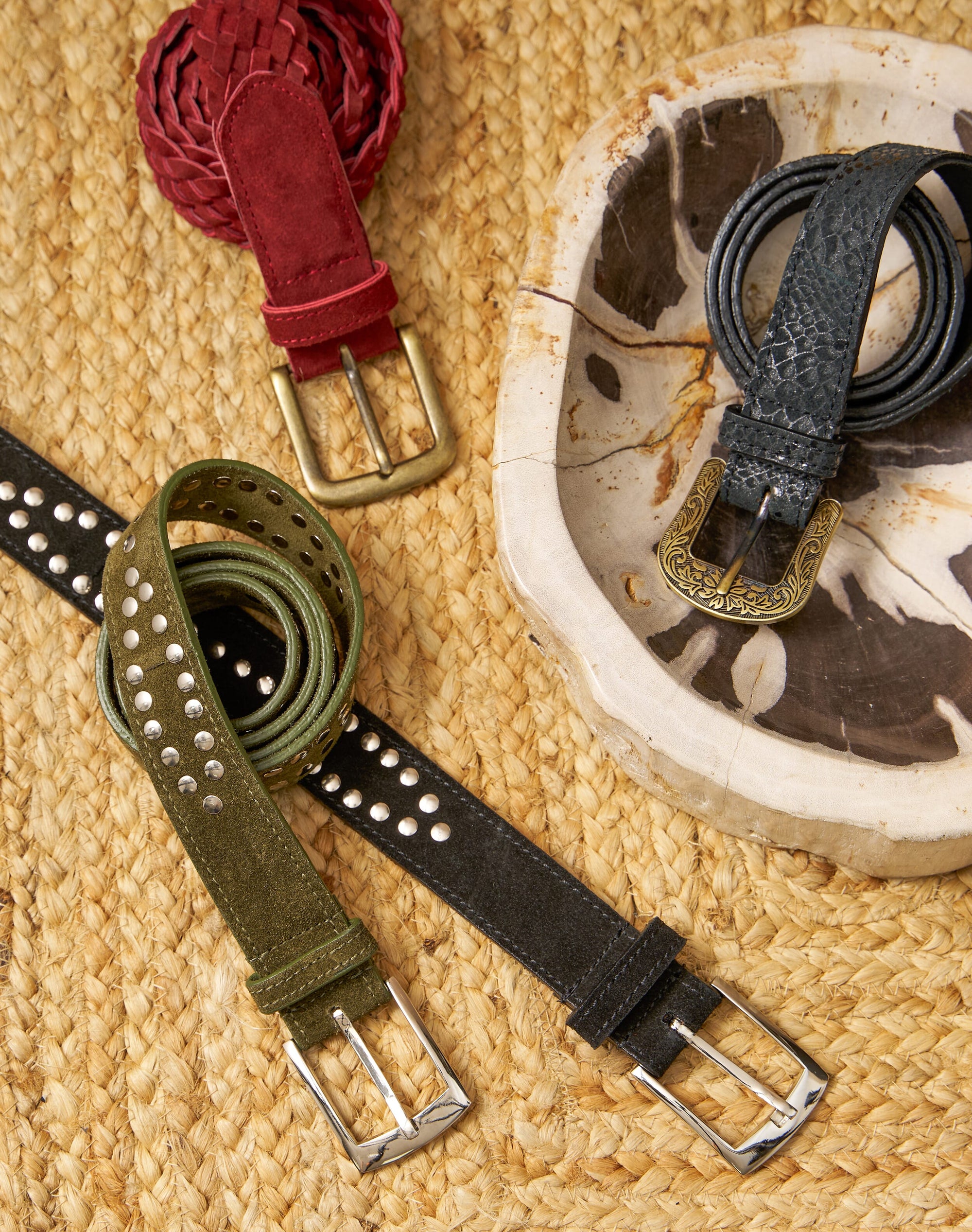 Snake Print Suede Belt