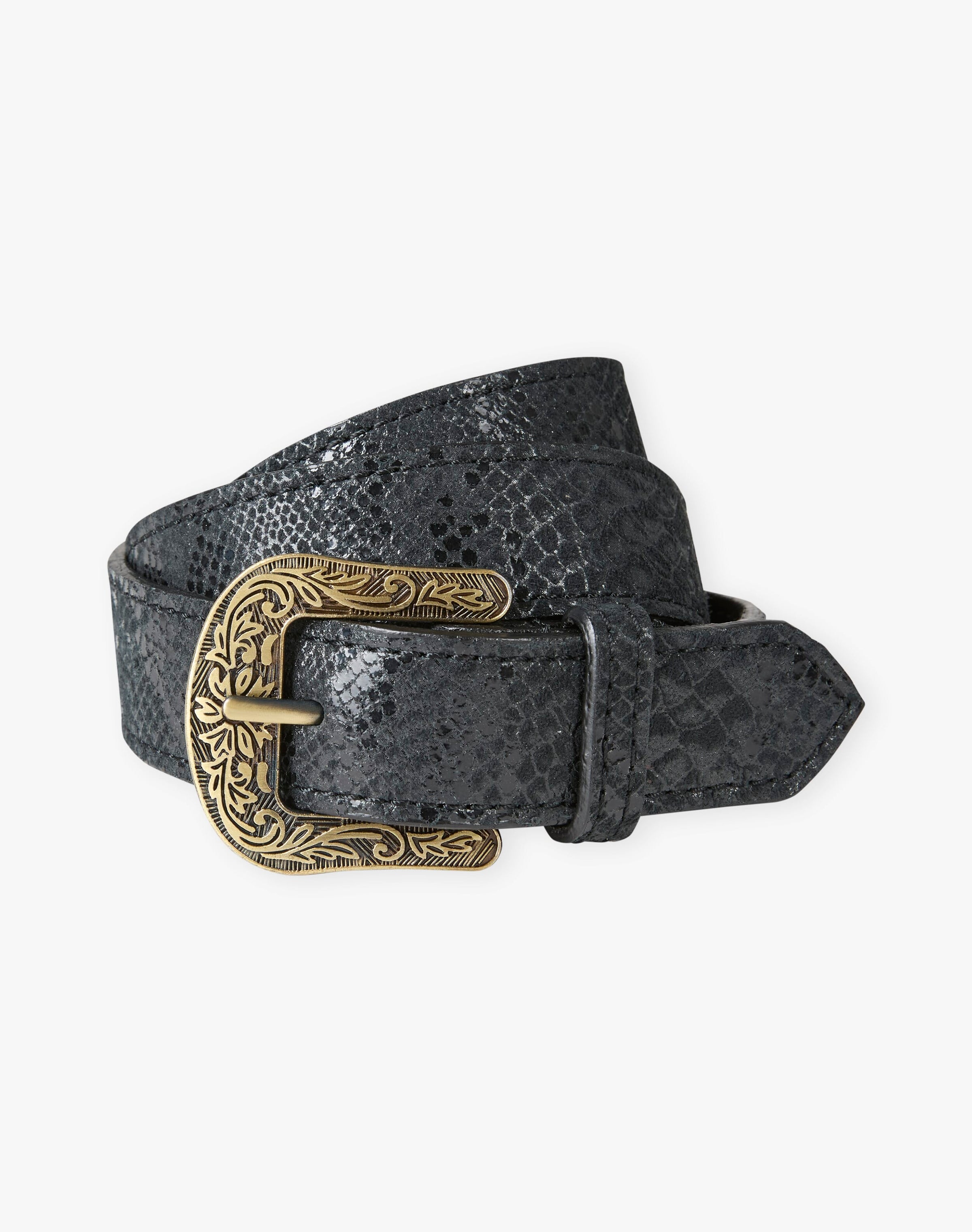 Snake Print Suede Belt