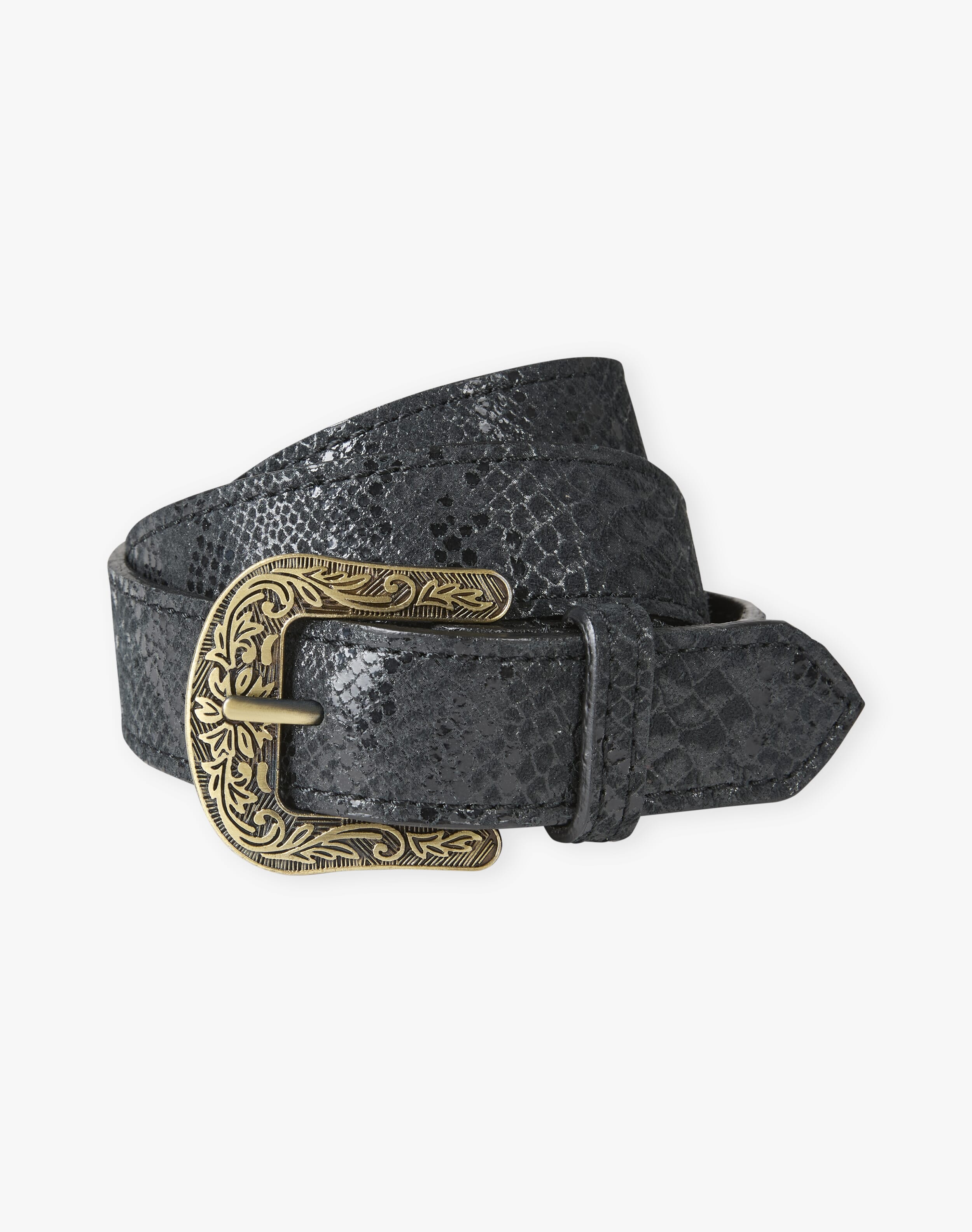Snake Print Suede Belt
