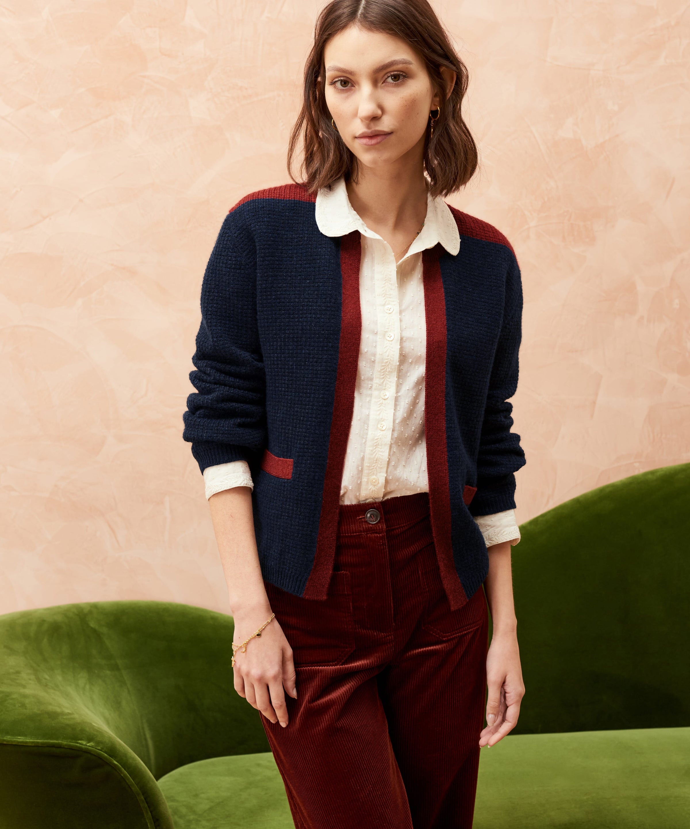 Cashmere Moss Stitch Cardigan