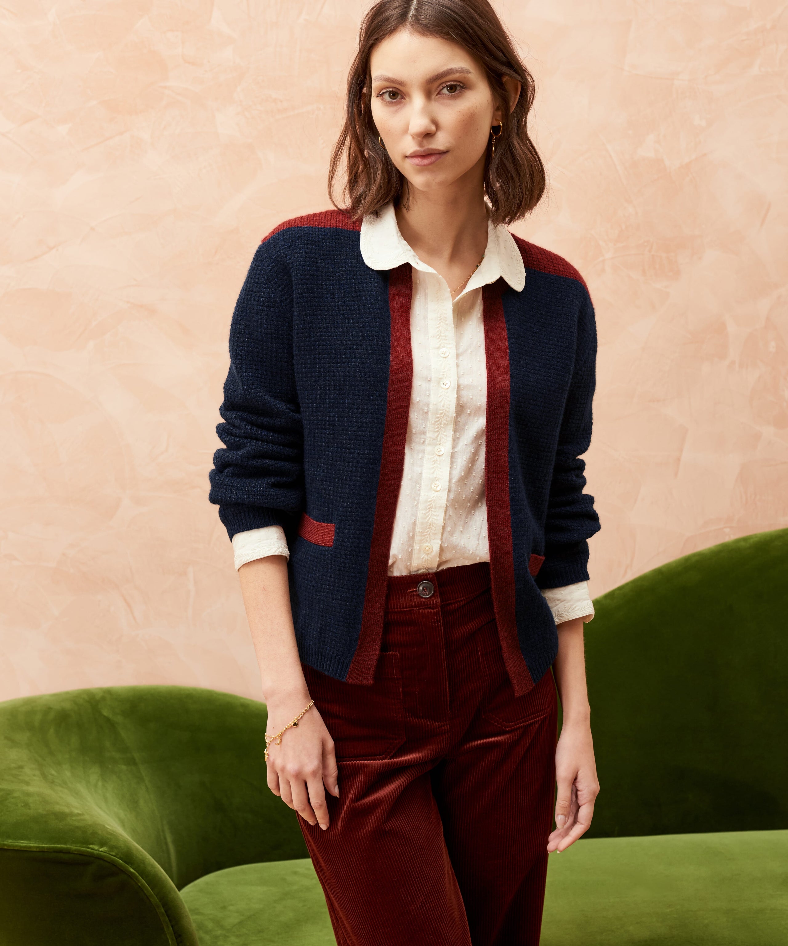 Cashmere Moss Stitch Cardigan