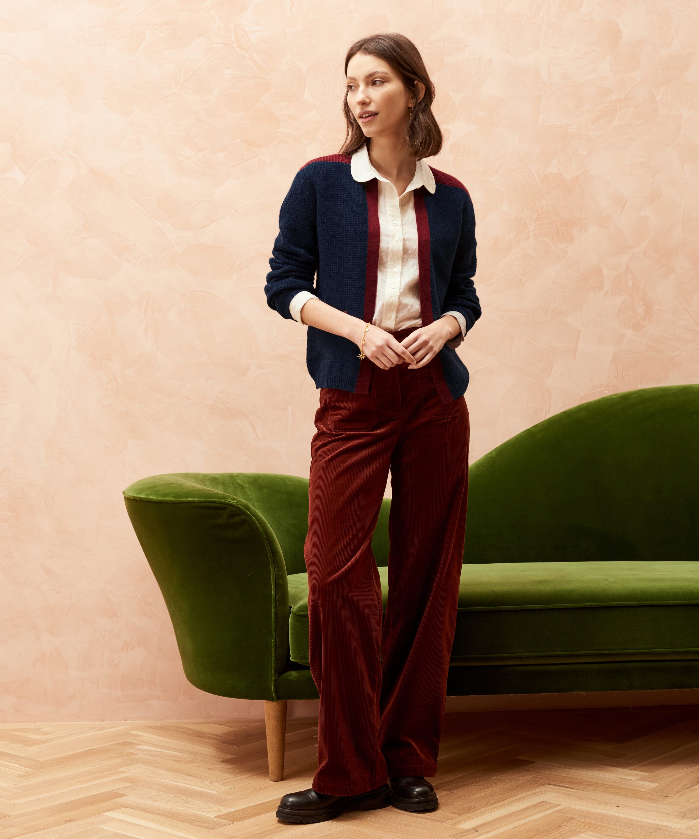 Cashmere Moss Stitch Cardigan