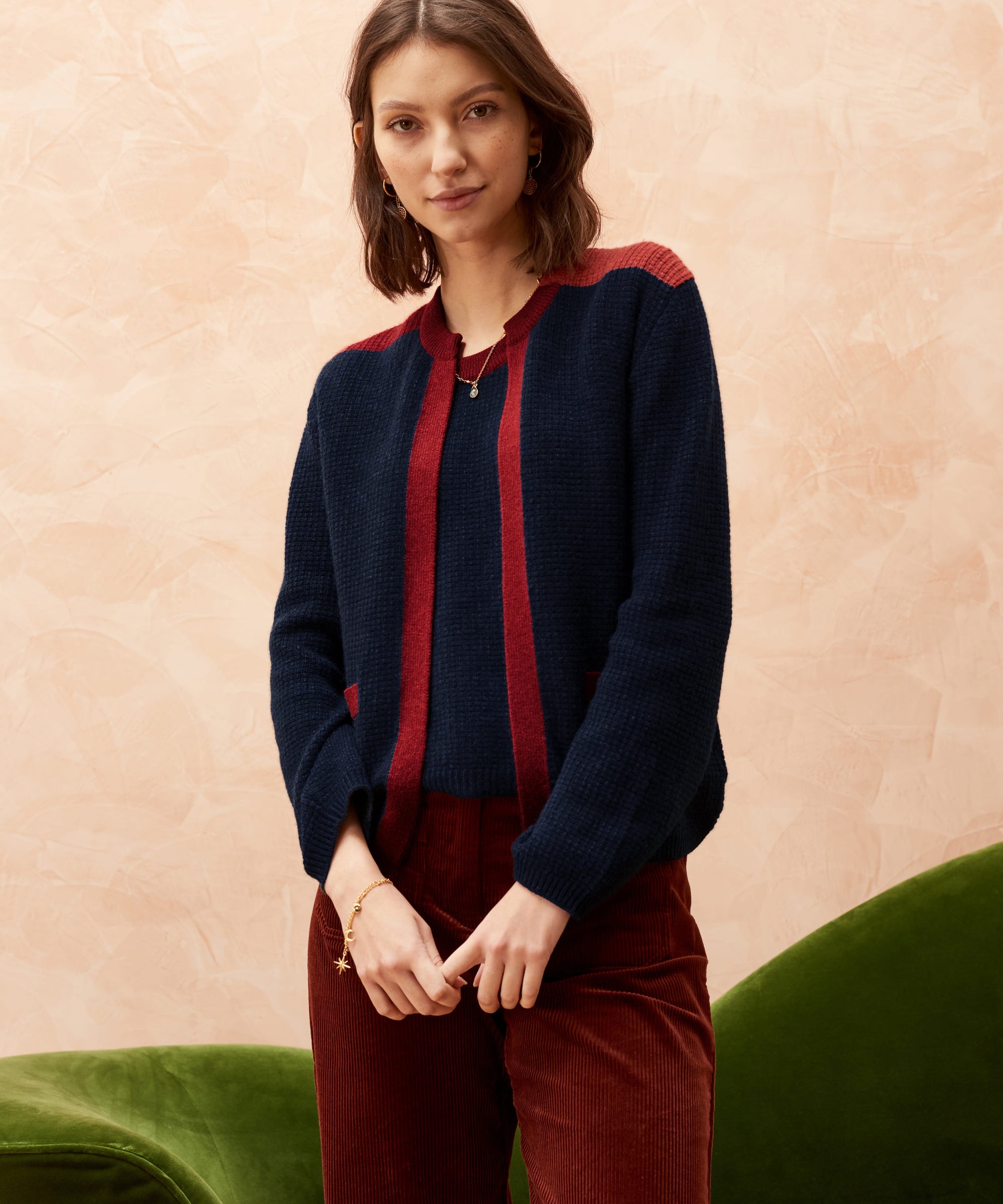 Cashmere Moss Stitch Cardigan
