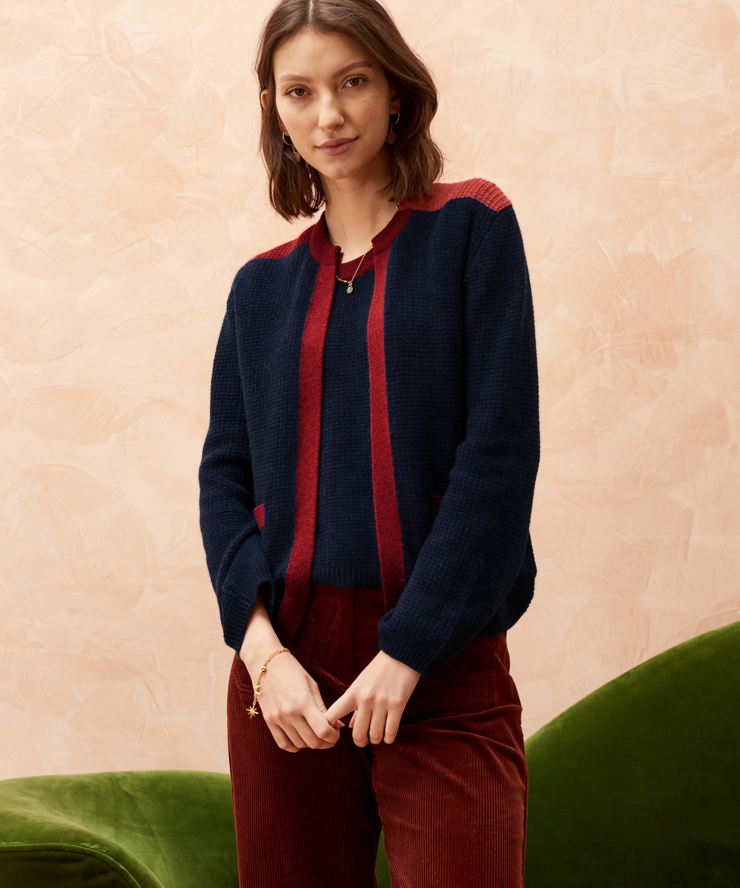 Cashmere Moss Stitch Cardigan