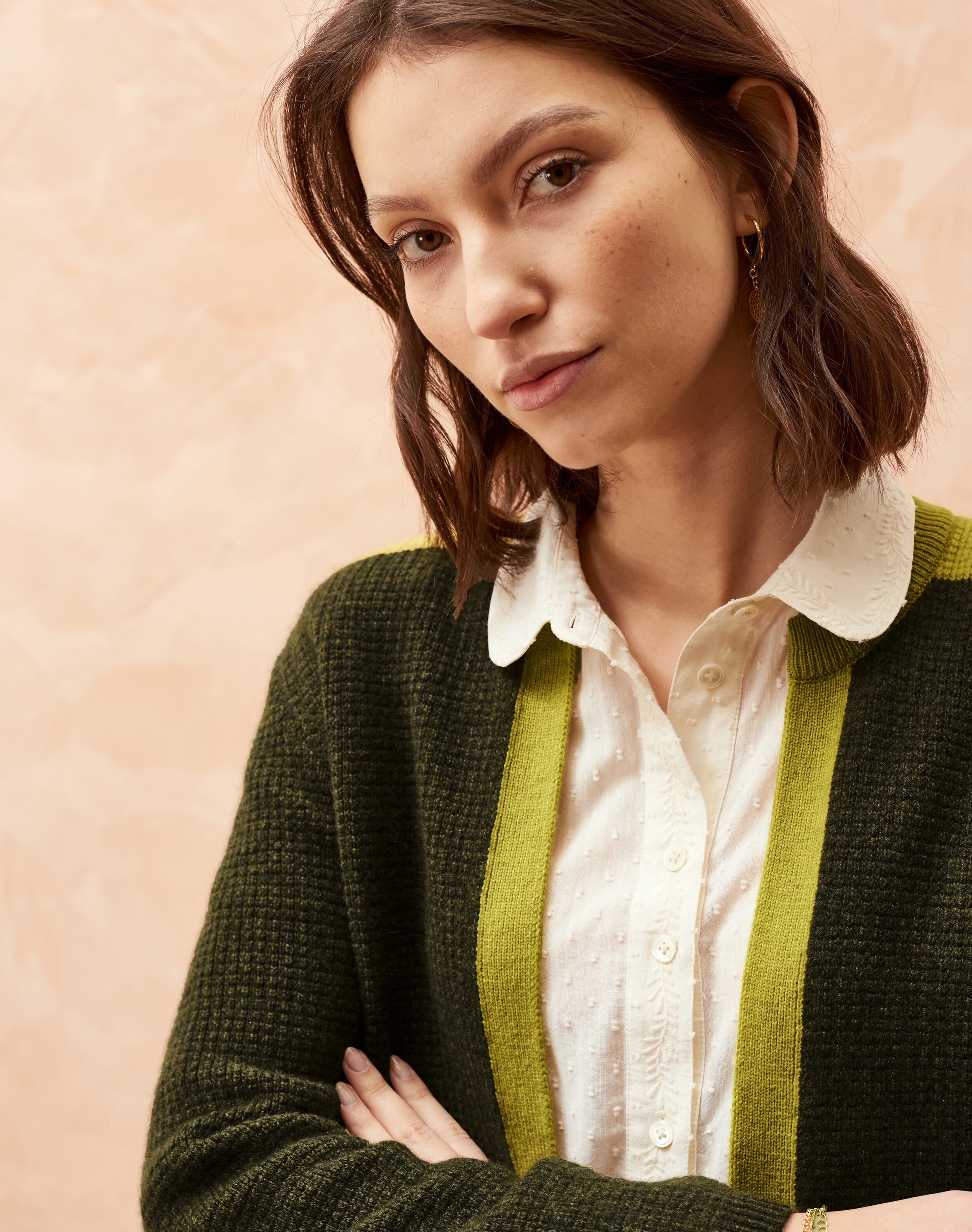 Cashmere Moss Stitch Cardigan