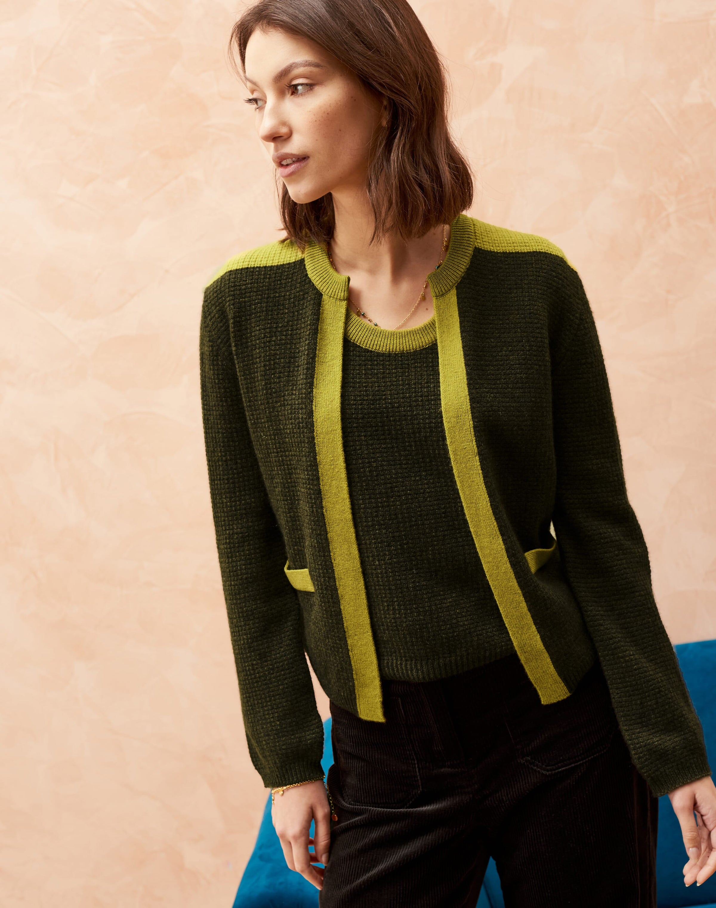 Cashmere Moss Stitch Cardigan