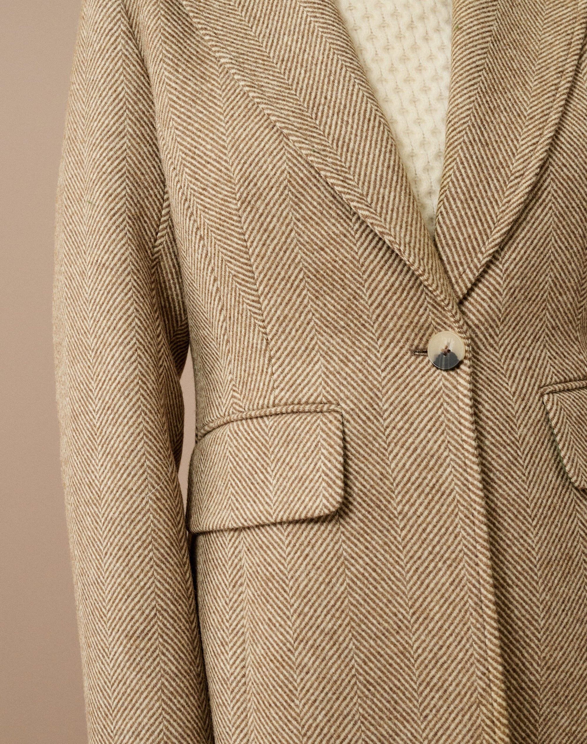 Herringbone Wool Tailored Coat