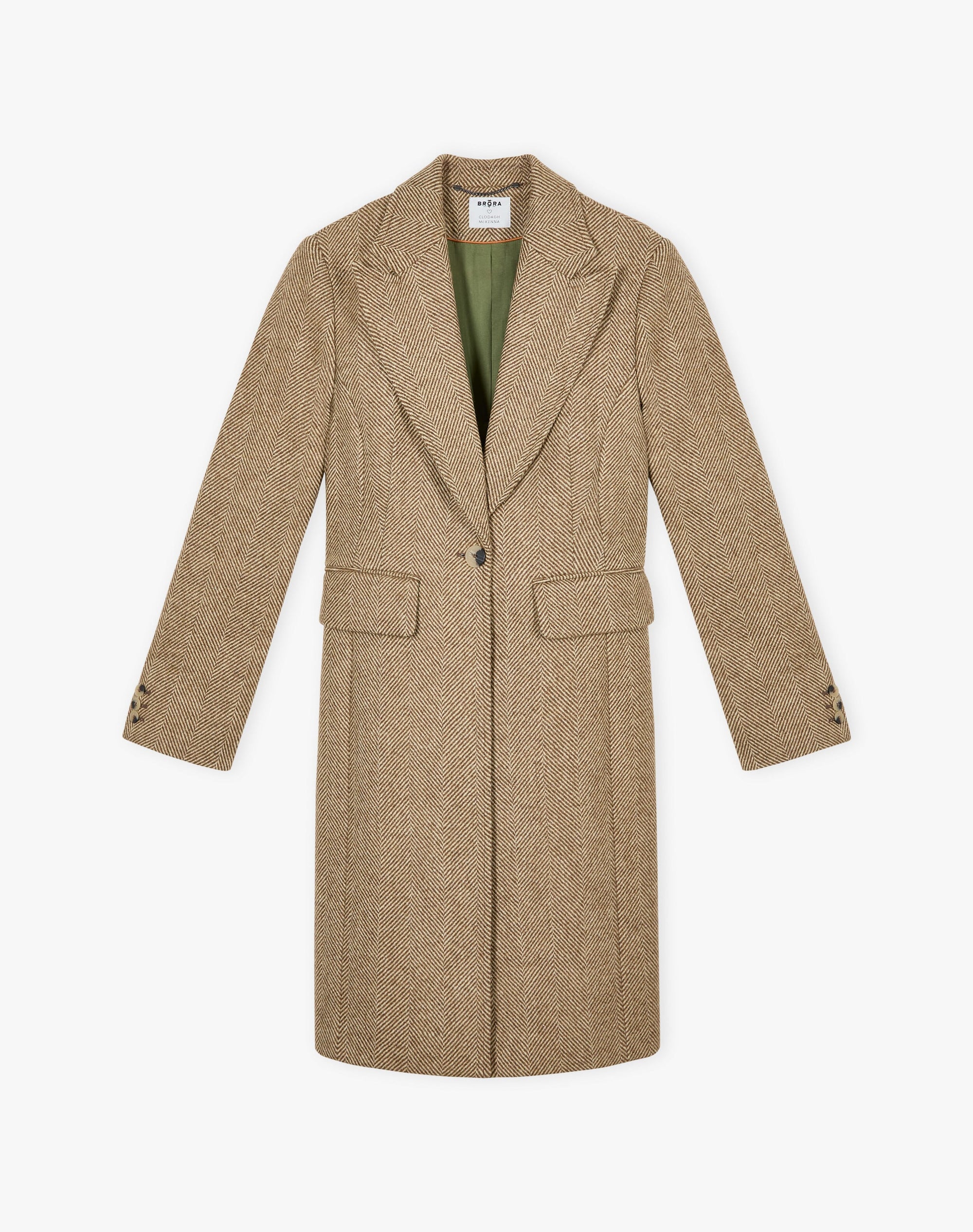 Herringbone Wool Tailored Coat