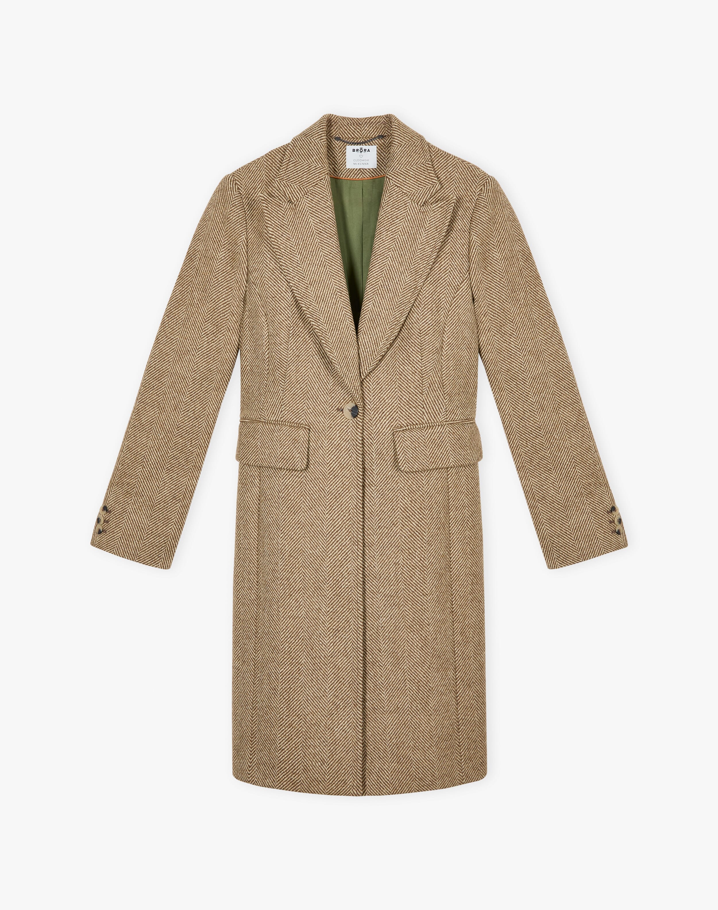 Herringbone Wool Tailored Coat