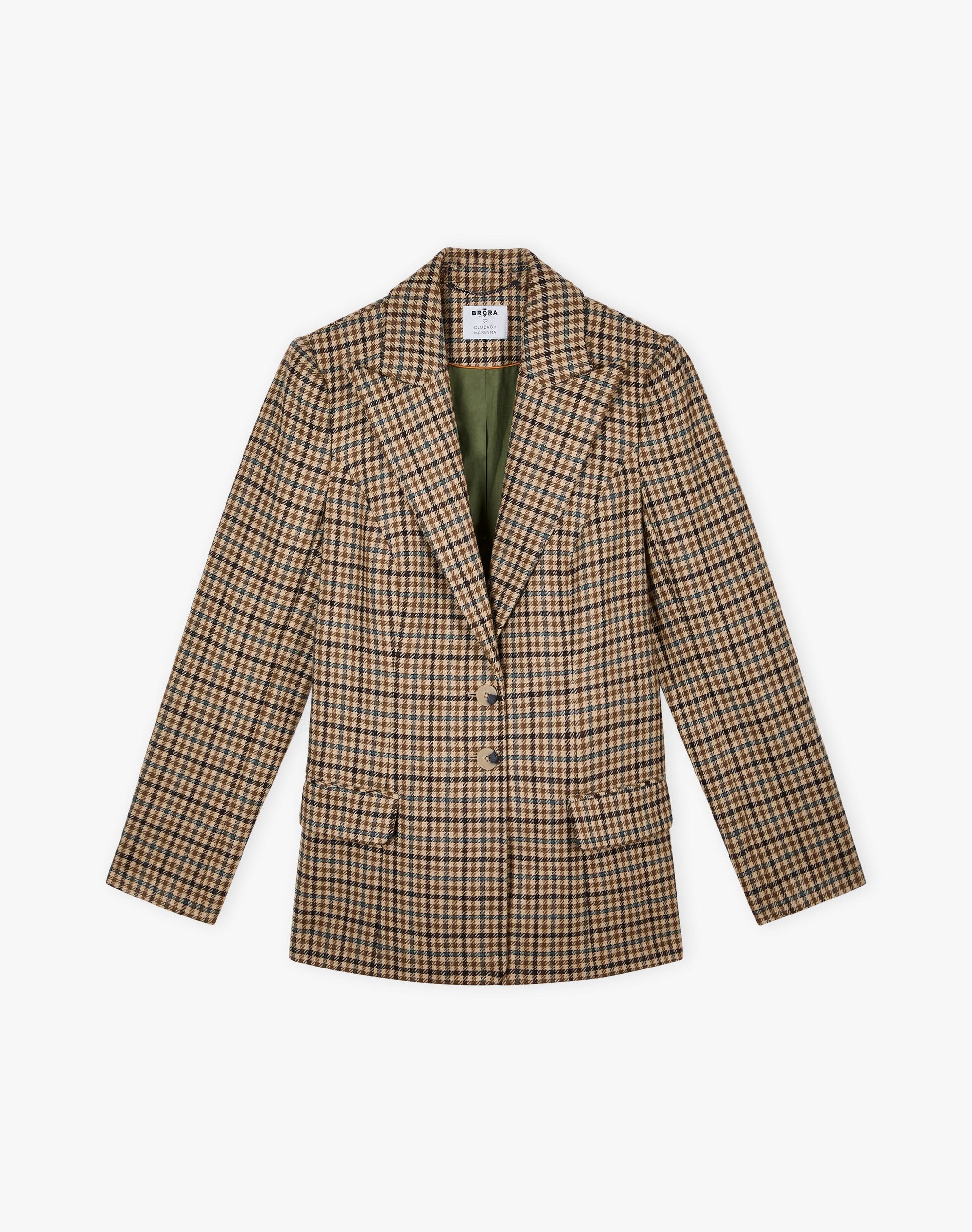 Houndstooth Wool Tailored Jacket