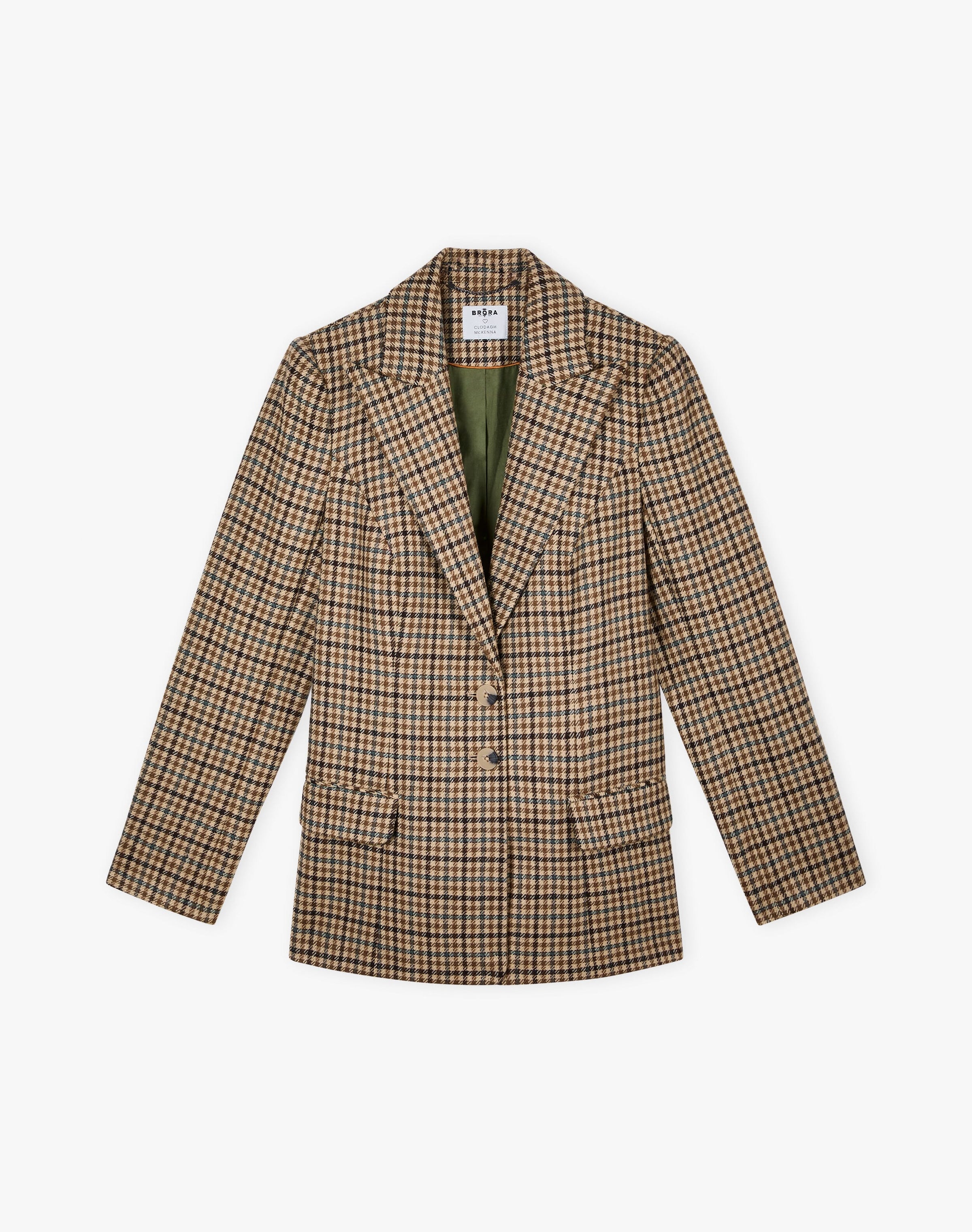 Houndstooth Wool Tailored Jacket
