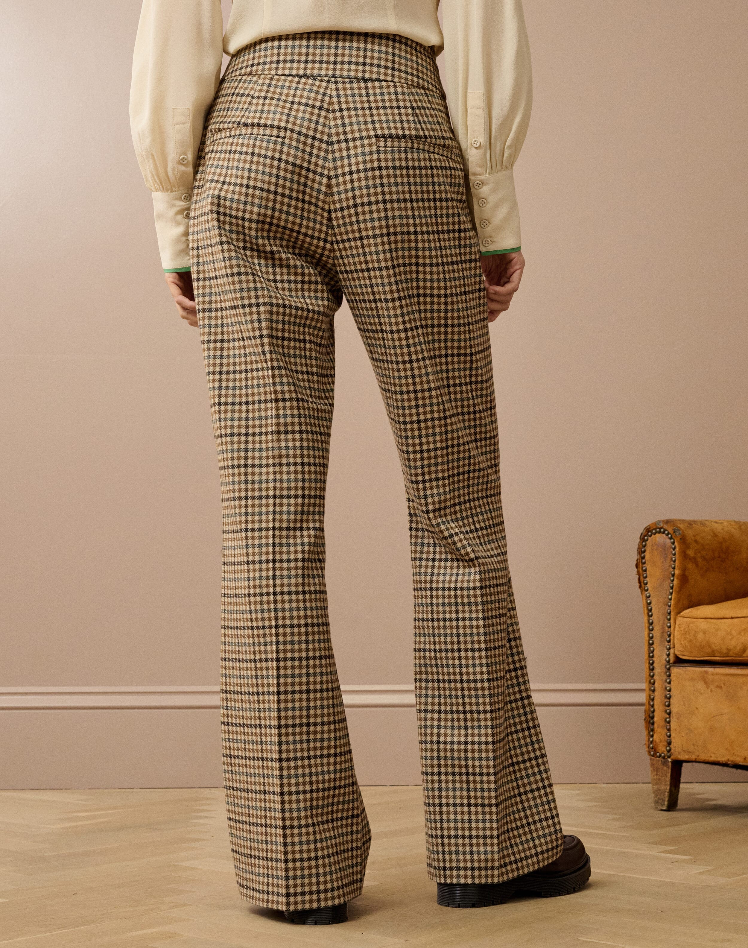 Houndstooth Wool Trousers
