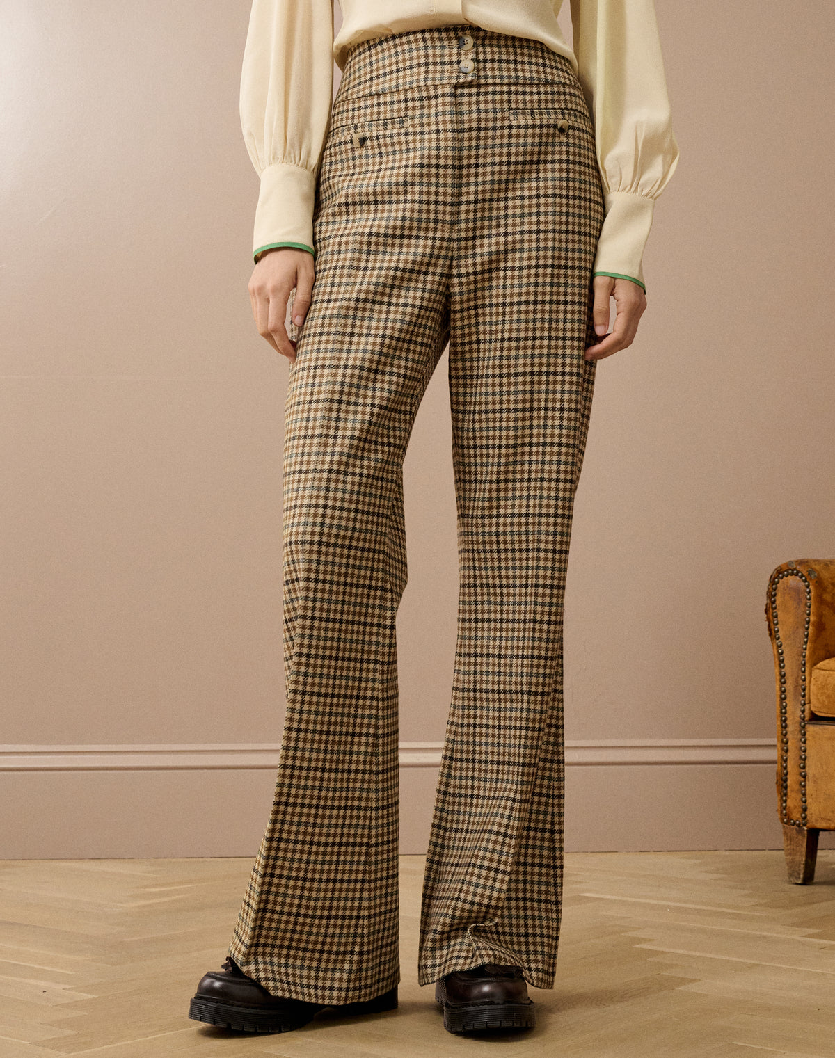 Houndstooth Wool Trousers