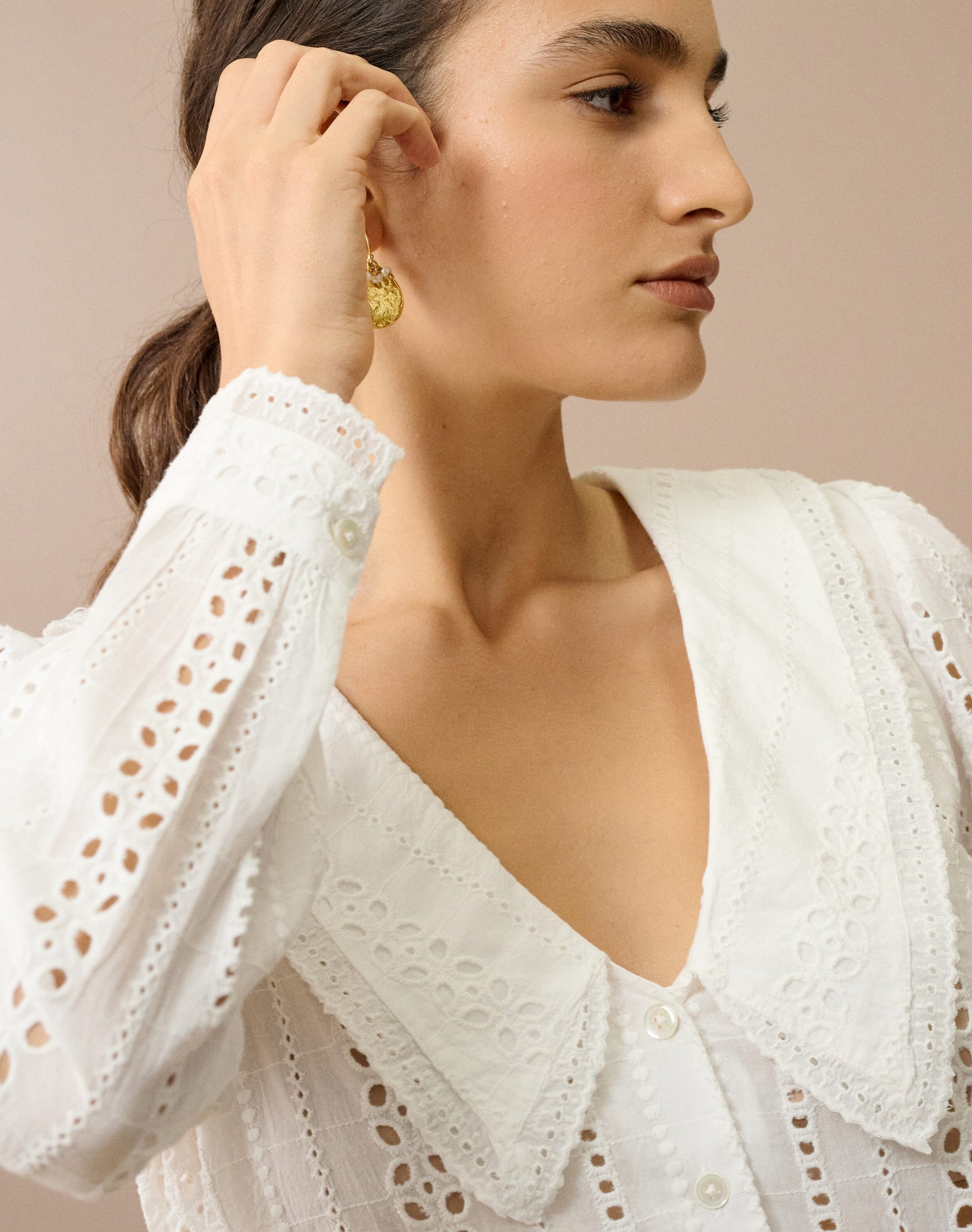 Organic Cotton Broderie Anglaise Blouse