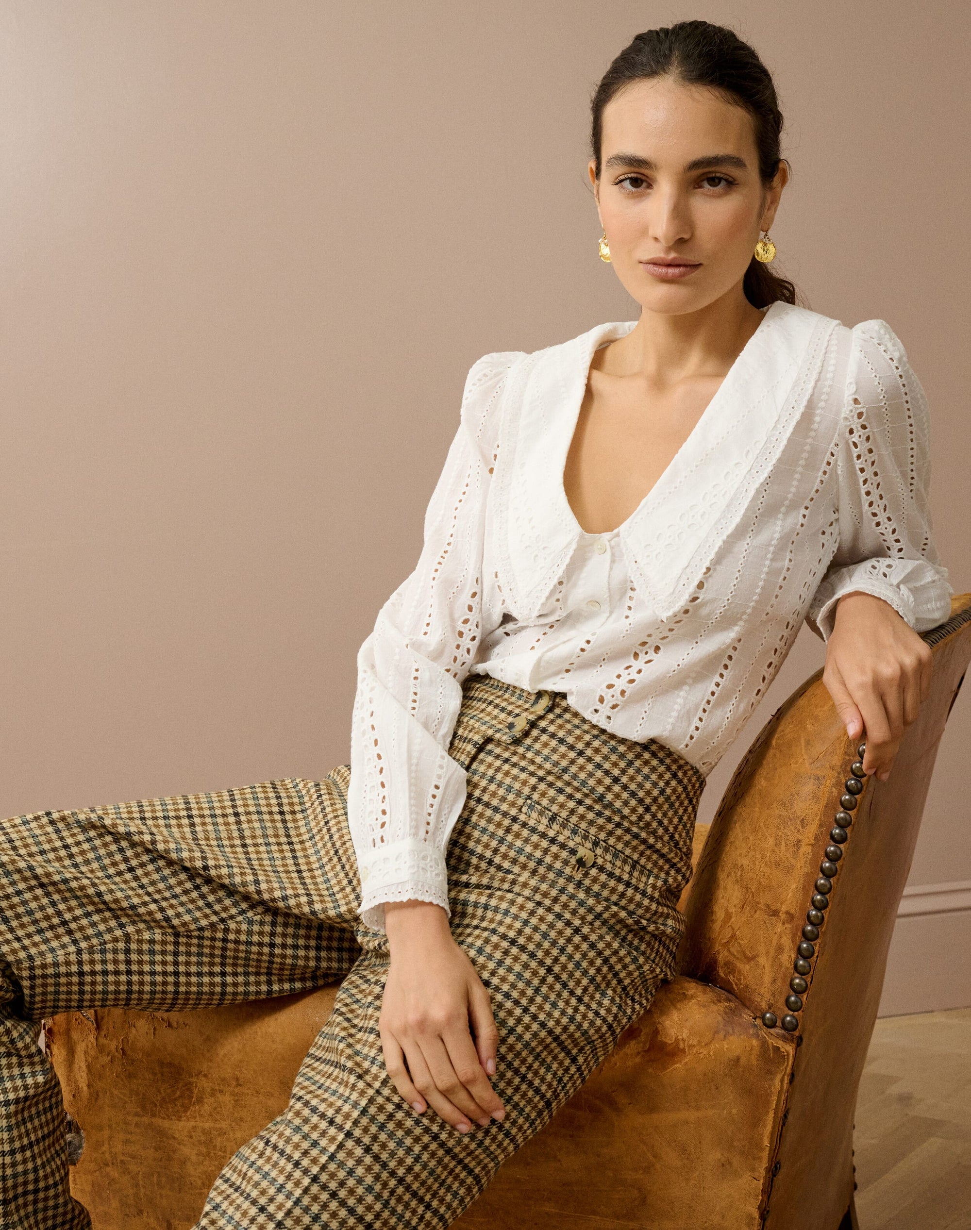 Organic Cotton Broderie Anglaise Blouse