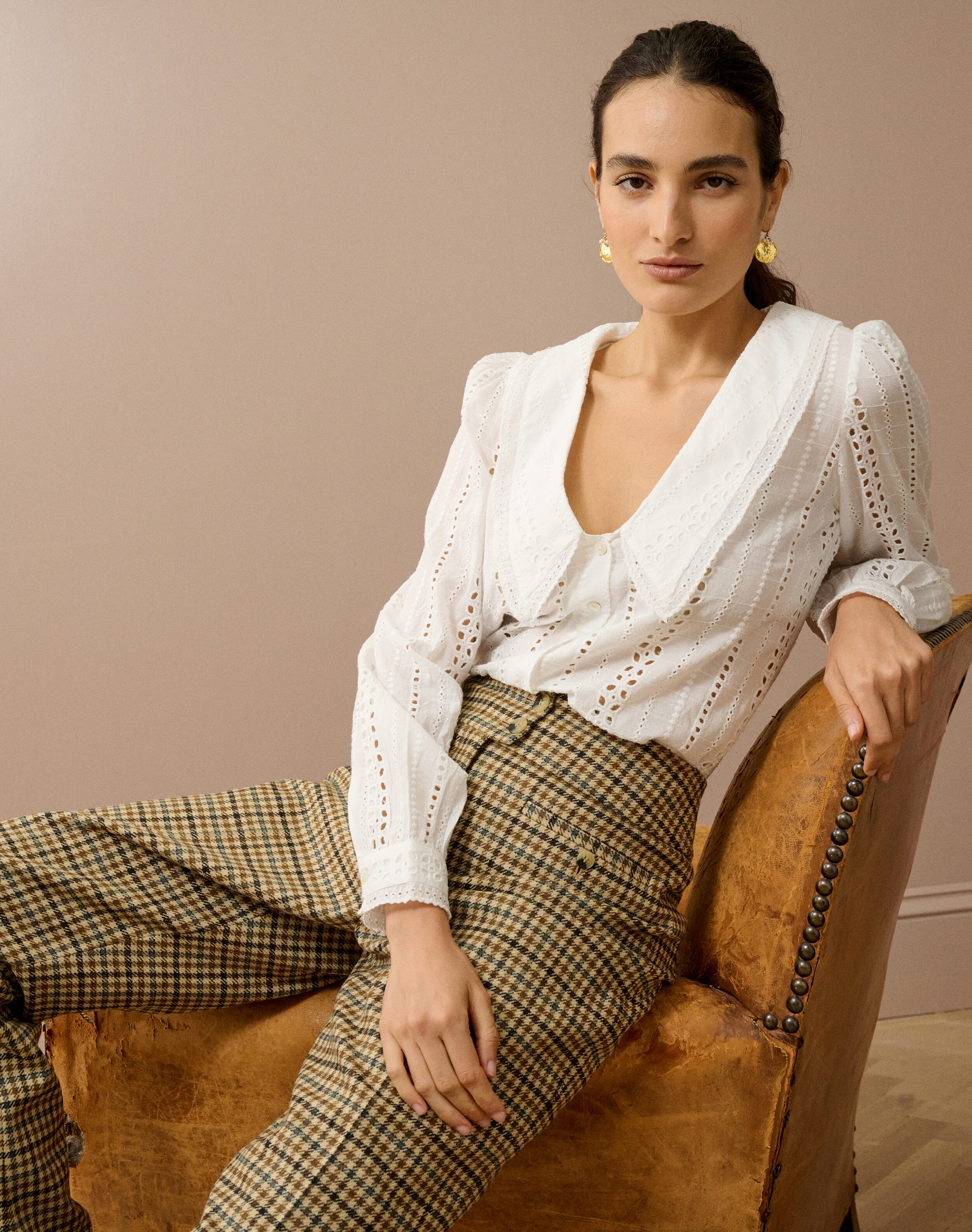 Organic Cotton Broderie Anglaise Blouse