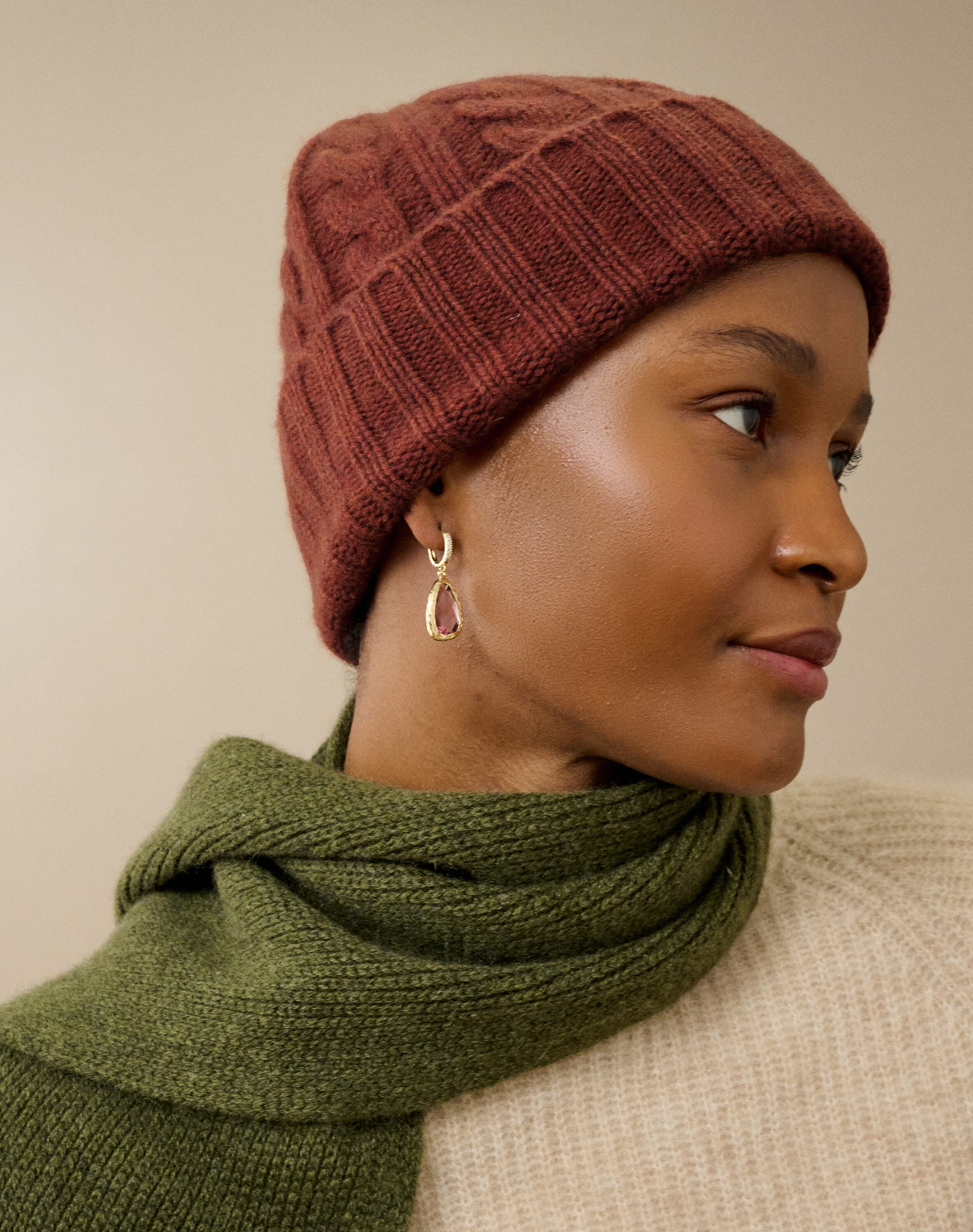 Cashmere Cable & Rib Hat