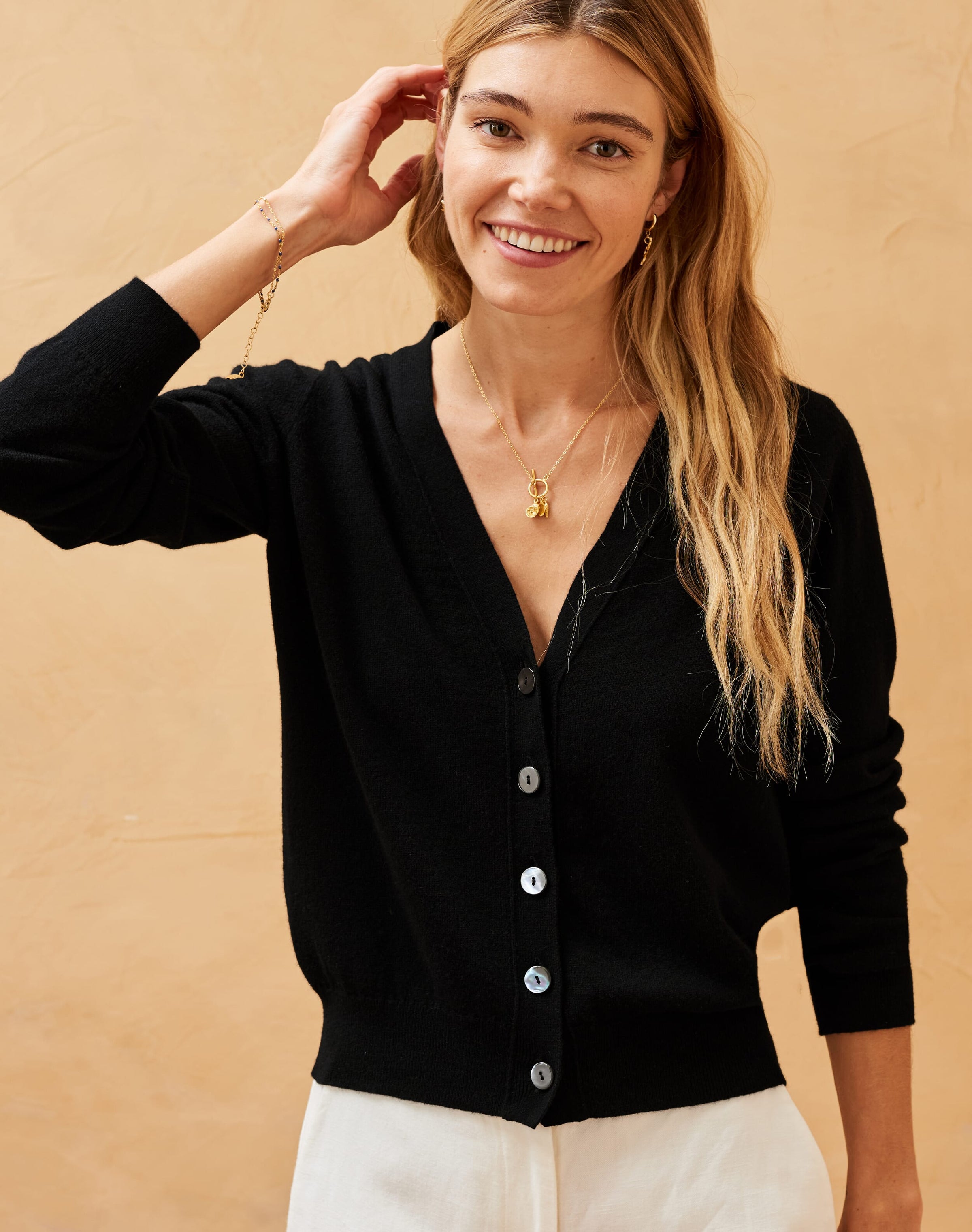 Cashmere Modern Classic V Neck Cardigan