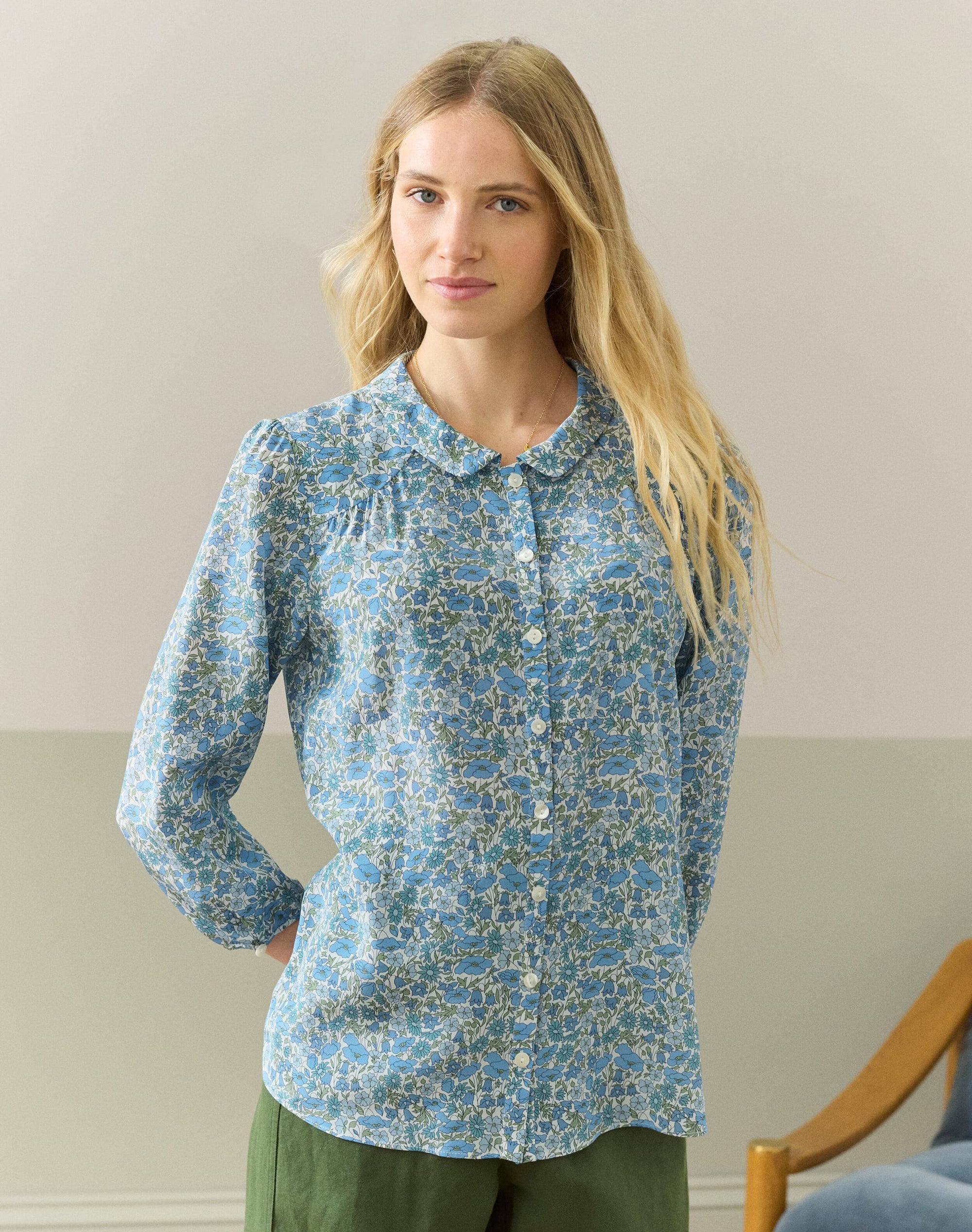 Liberty Print Silk Peter Pan Blouse