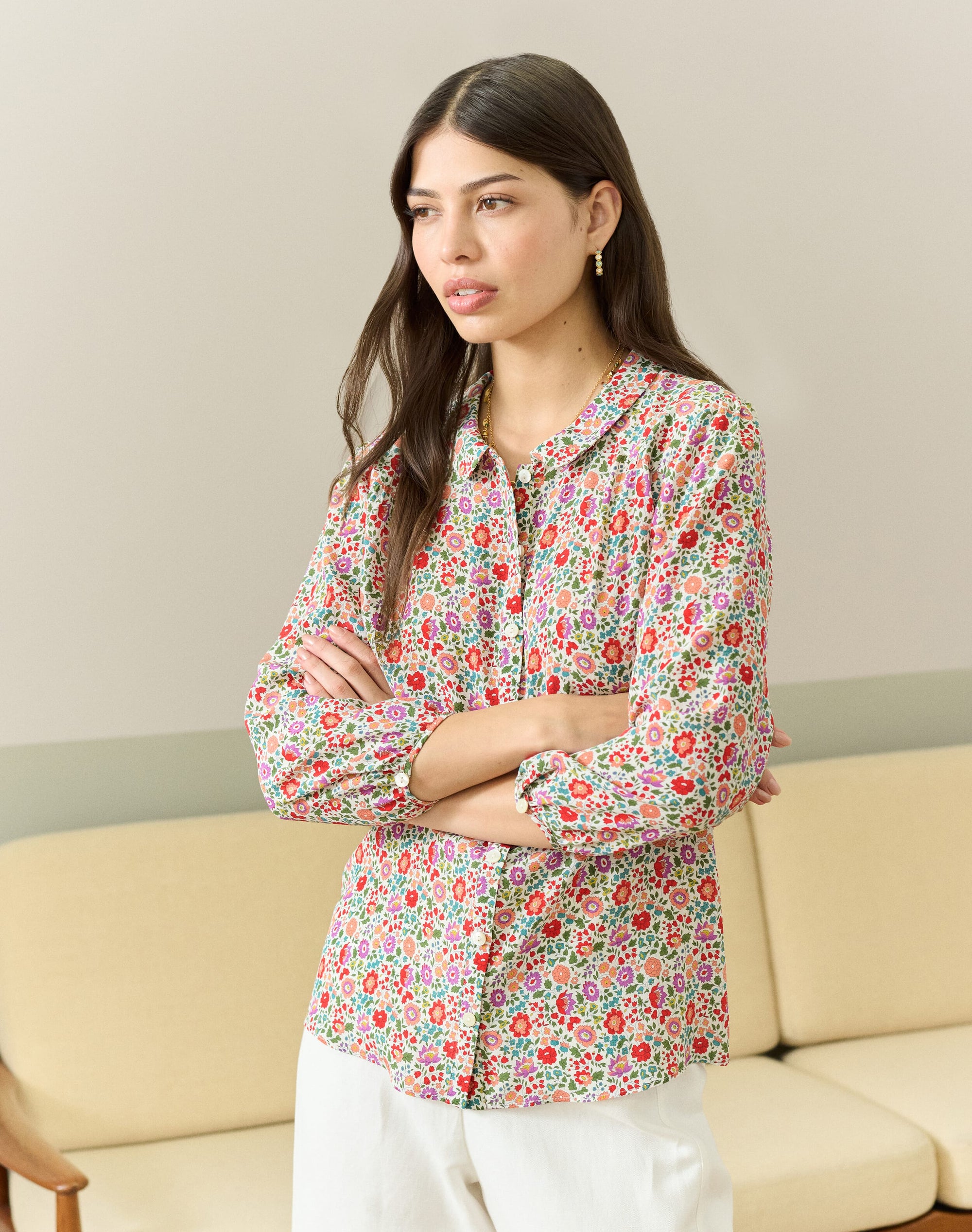 Liberty Print Silk Peter Pan Blouse