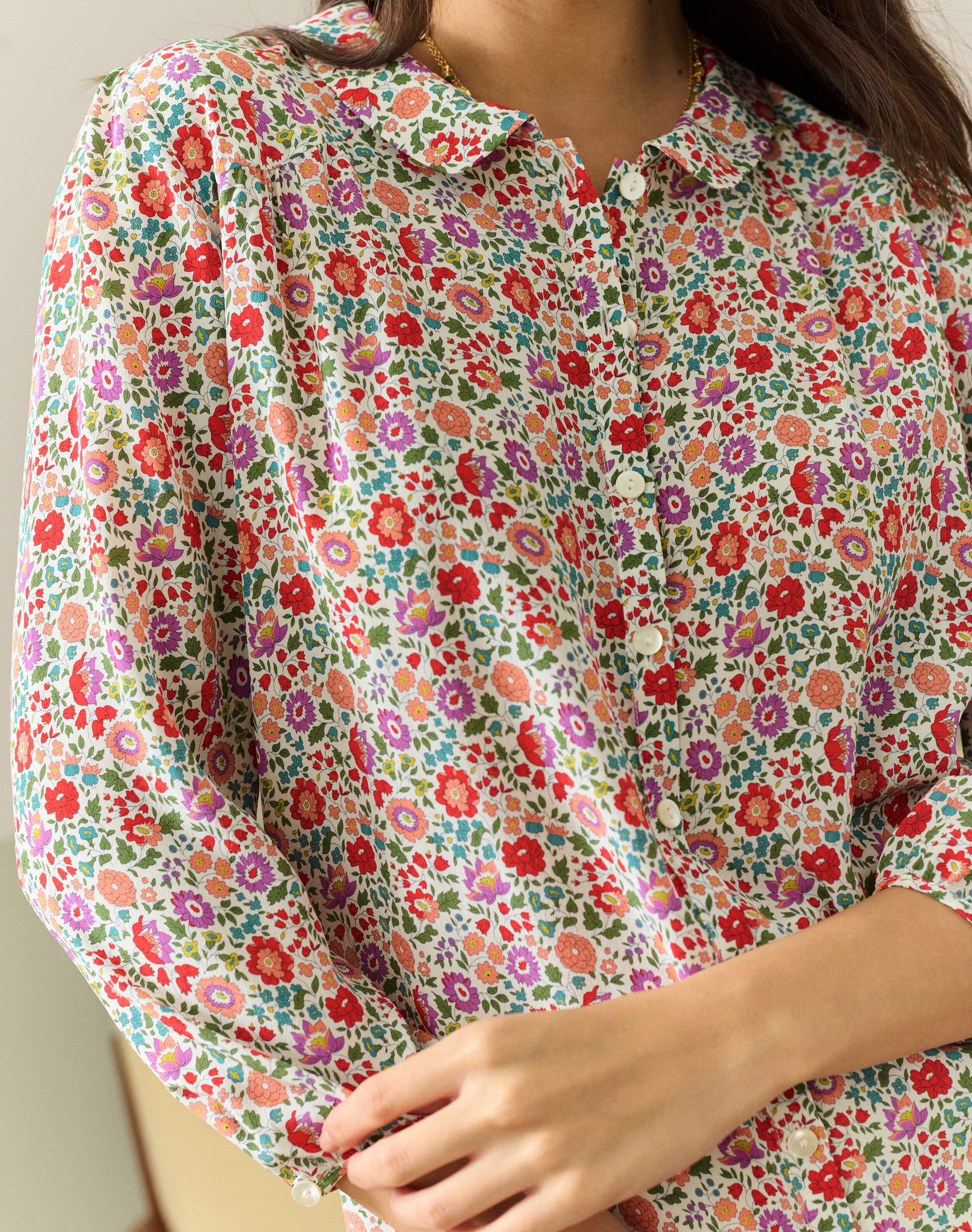Liberty Print Silk Peter Pan Blouse