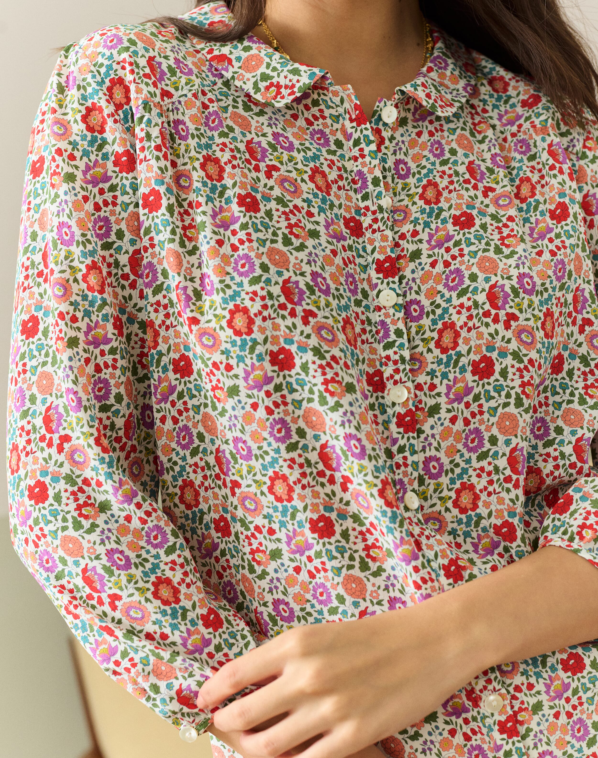 Liberty Print Silk Peter Pan Blouse