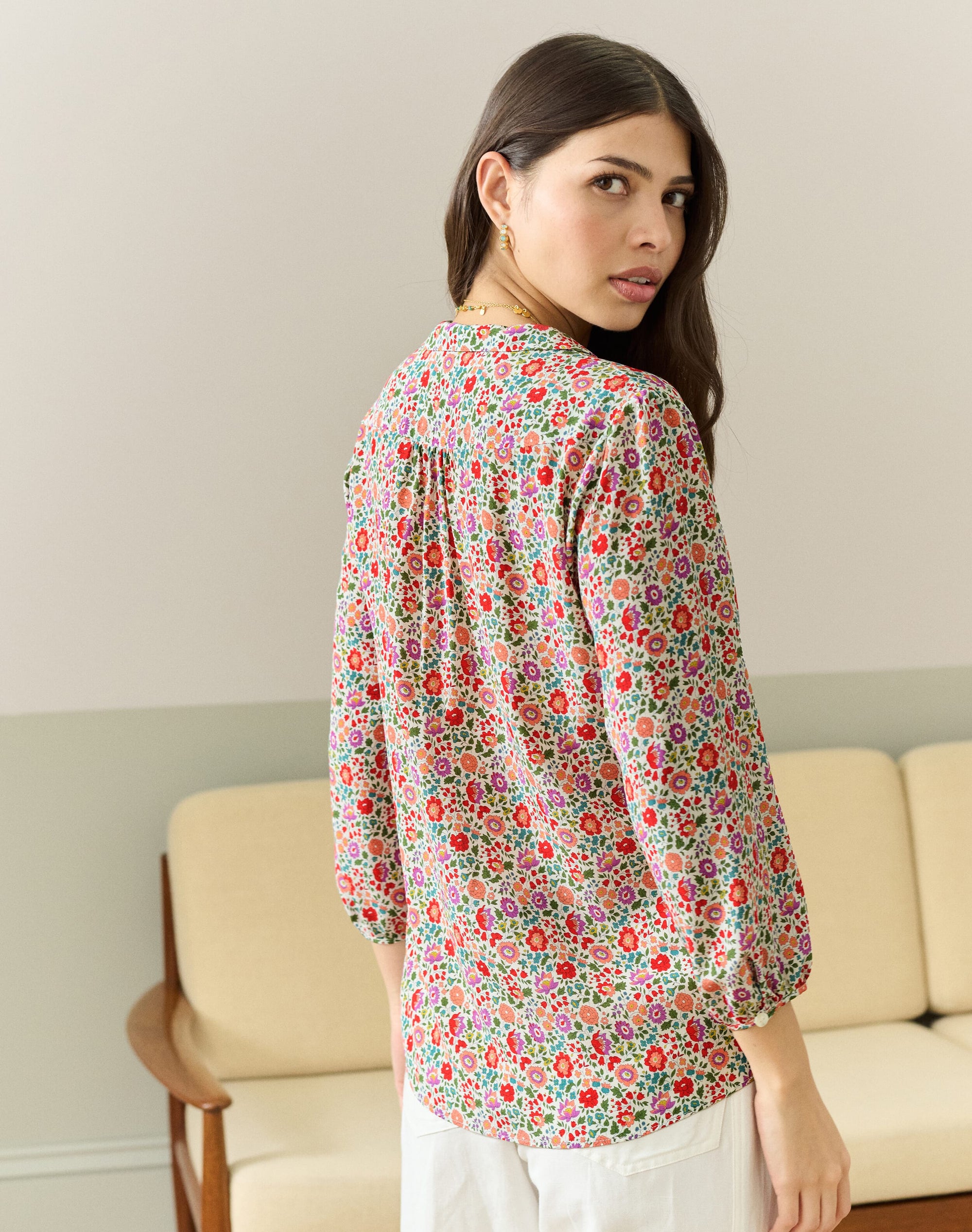 Liberty Print Silk Peter Pan Blouse